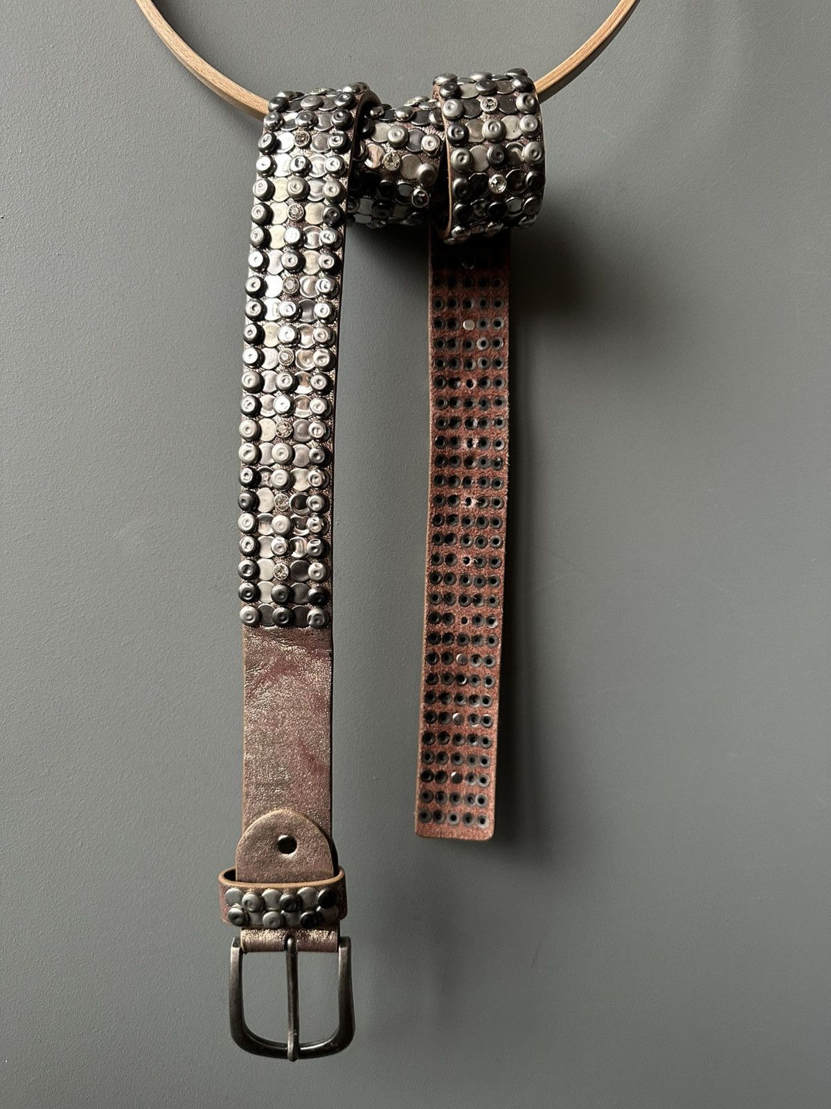 Vintage Vintage Snap Rhinestones Crystal Leather Belt Size ONE SIZE - 2 Thumbnail