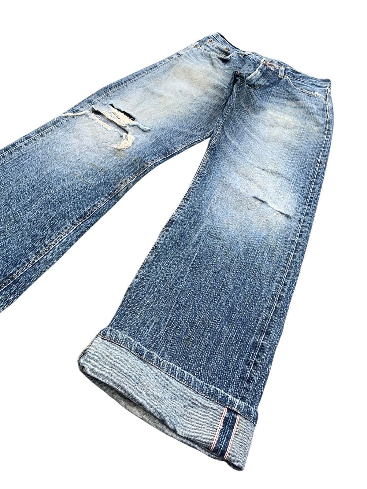 Edwin VINTAGE EDWIN 505z SELVEDGE FADED & RUSTY DISTRESSED DENIM Size US 29 - 3 Thumbnail