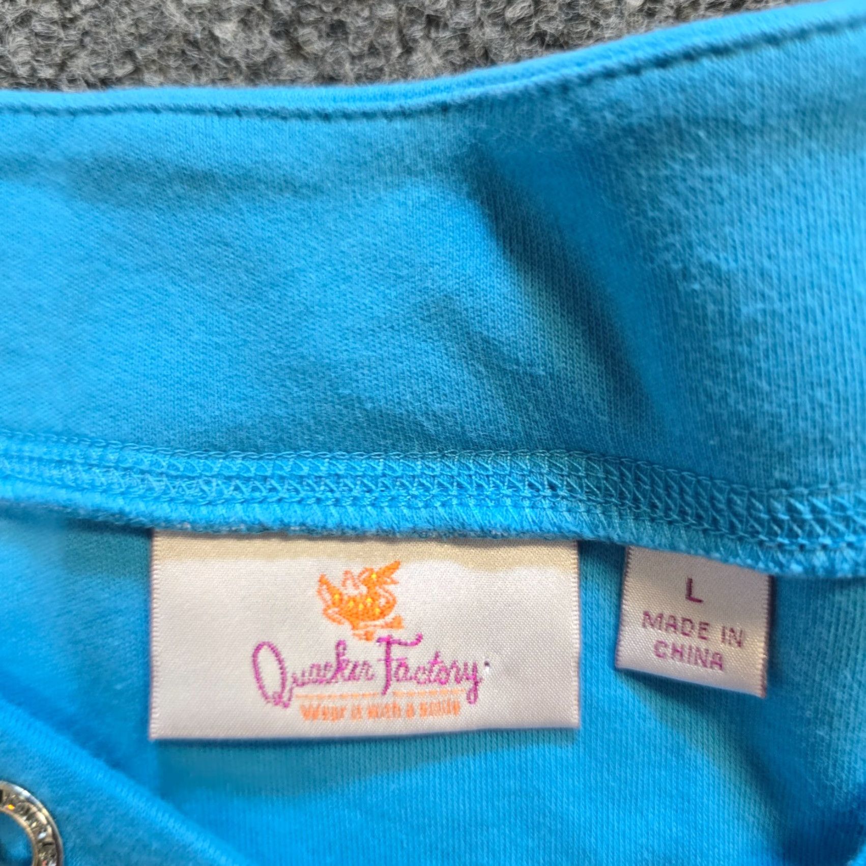 Quacker Factory Quacker Factory Top Womens Large Blue Rhinestones 3/4 Sleeve Boat Neck Casual Size L / US 10 / IT 46 - 5 Thumbnail