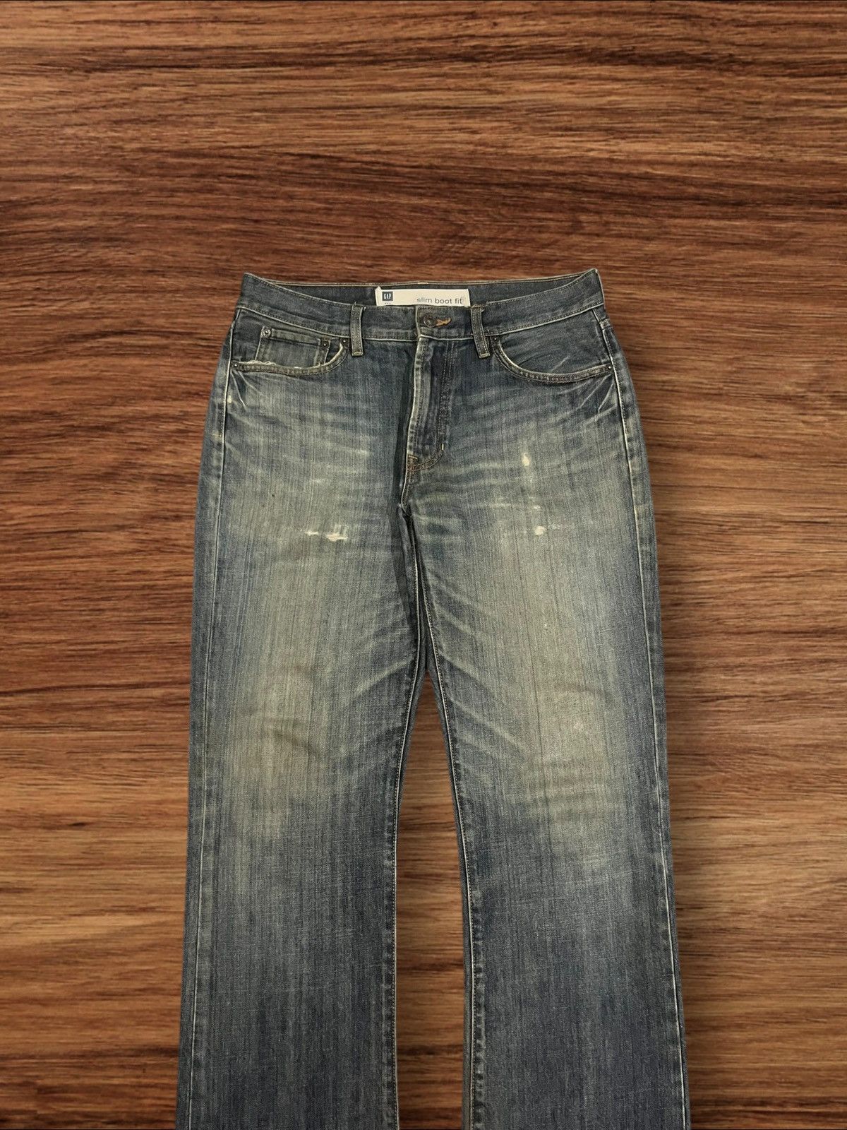 If Six Was Nine × Japanese Brand × Le Grande Bleu (L.G.B.) ⚡️Flare⚡️Vintage Gap Slim Boot Fit Faded Mud Washed Jeans Size US 33 - 3 Thumbnail