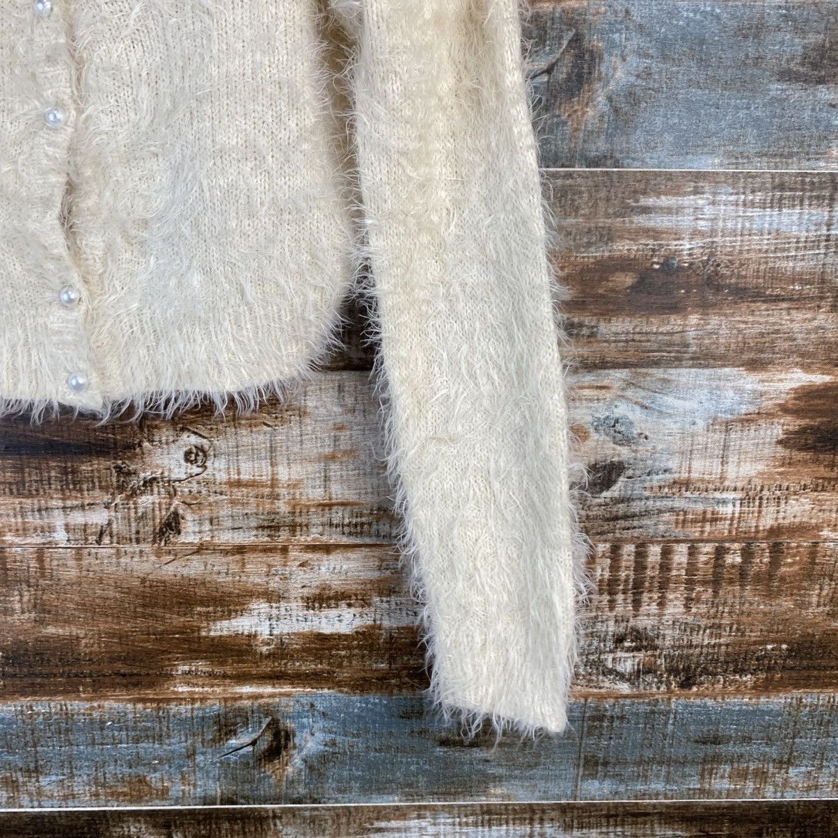 Homespun Knitwear DL Wallamanda White Mohair fur shaggy Knitwear #C1091 Size XS / US 0-2 / IT 36-38 - 6 Thumbnail