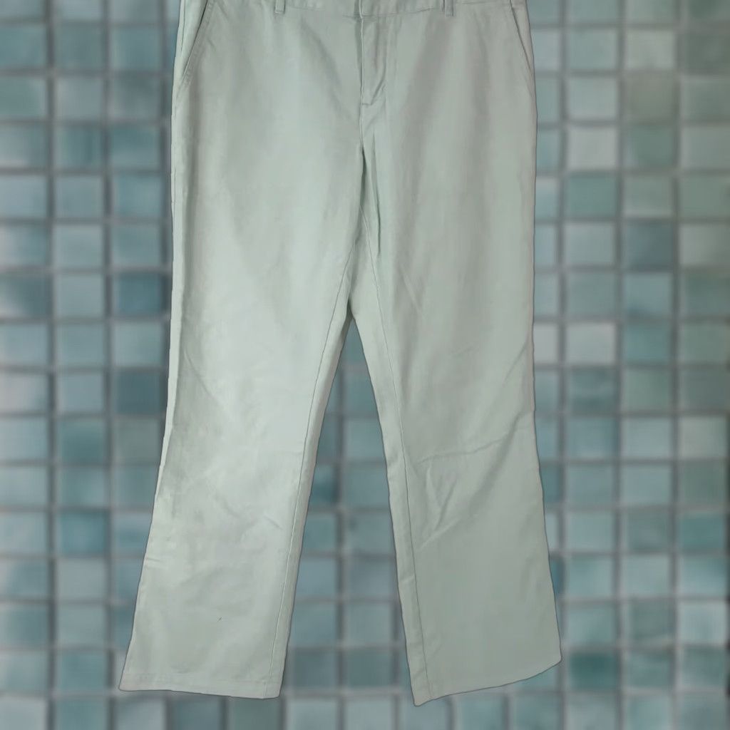 Calvin Klein Calvin Klein Dress Pant Women Flat Front Pista Green Size 8 100% Cotton Casual Trousers Pants Size 30" / US 8 / IT 44 - 1 Thumbnail