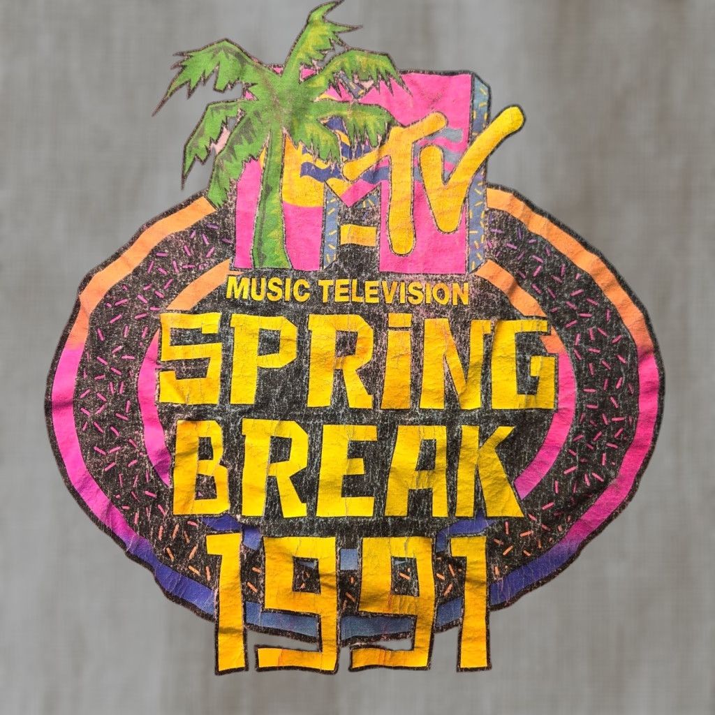 Pinko MTV Shirt Adult XL Multicolor Tie Dye Short Sleeve Men Size XL 1991 Spring Break Tee Size US XL / EU 56 / 4 - 1 Thumbnail