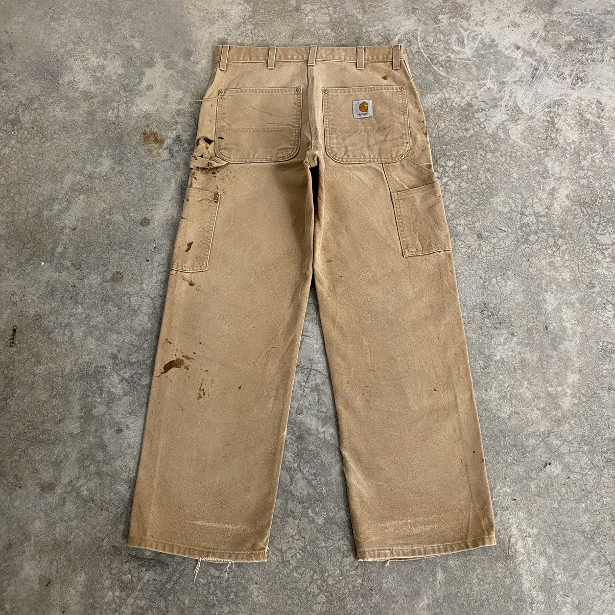 Carhartt VTG Carhartt Double Knee Faded Tan Dirty Carpenter Pants Size US 31 - 17 Thumbnail