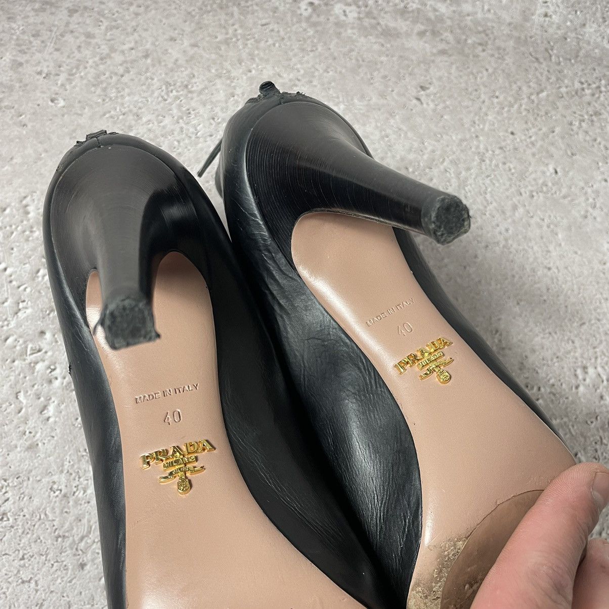 Prada × Vintage Prada Black Leather Ankle Boots sz 40 Size US 10 / IT 40 - 14 Thumbnail