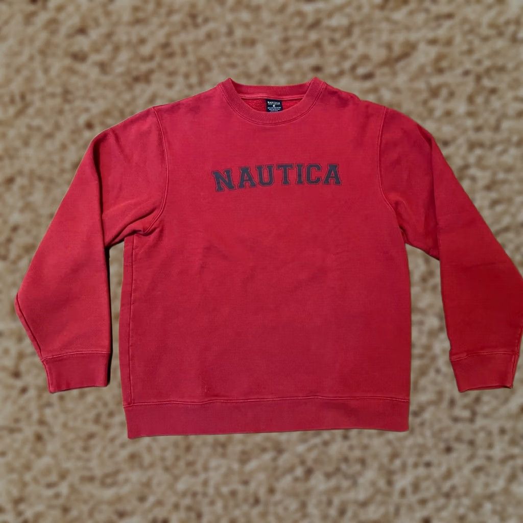 Nautica VINTAGE Nautica Jeans Co Spellout Sweatshirt Crewneck Pullover Red Medium M Men's Size US M / EU 48-50 / 2 - 1 Thumbnail