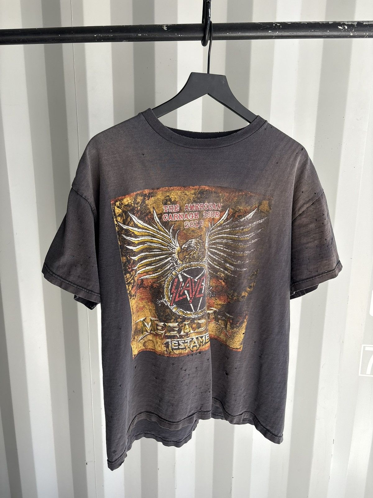 Band Tees Vintage Slayer Shirt Faded Distressed Grunge Band Thrashed Size US XL / EU 56 / 4 - 1 Thumbnail