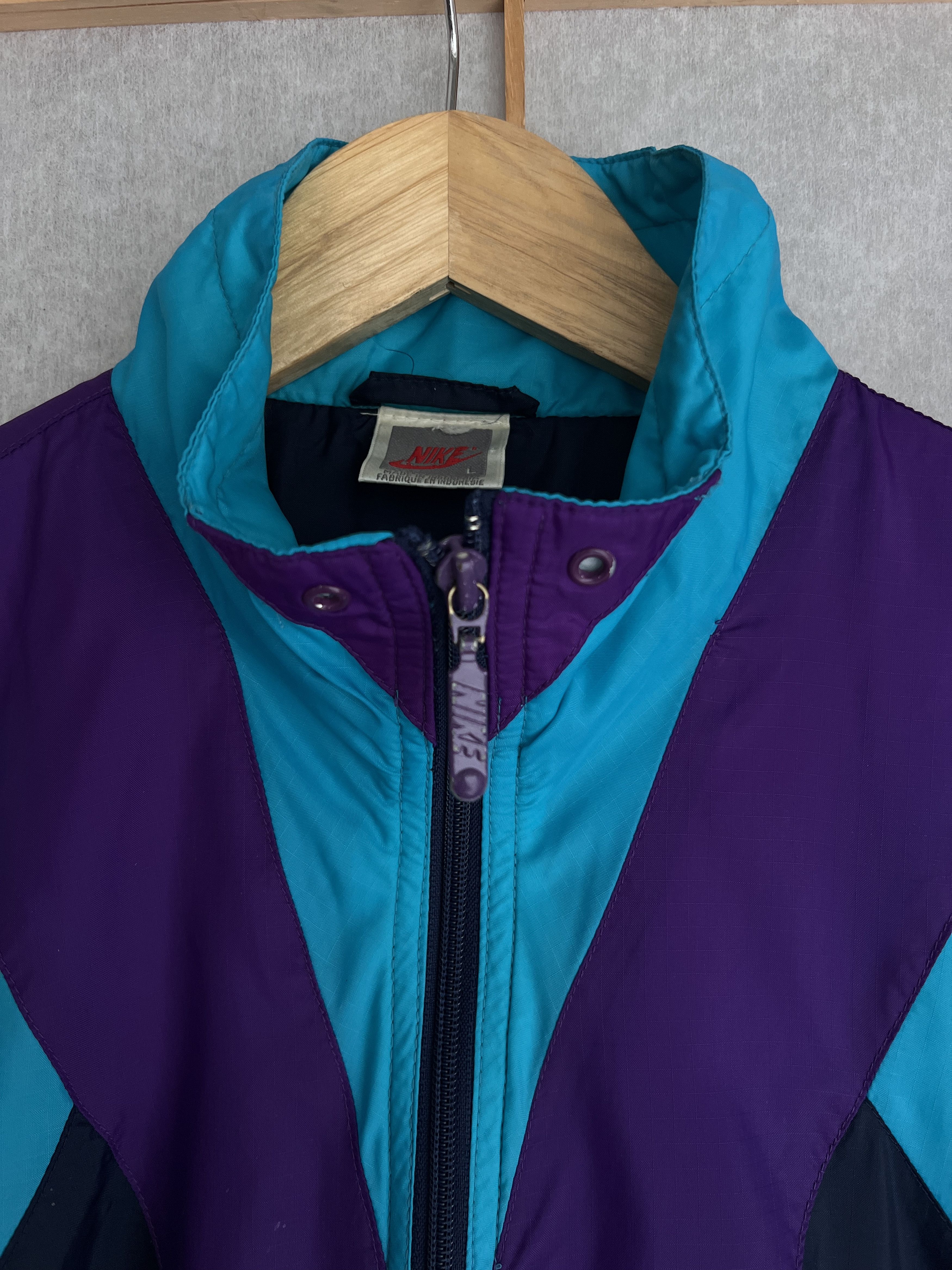 Nike Nike vintage 1990s nylon multicolour track top retro jacket Size US L / EU 52-54 / 3 - 10 Thumbnail