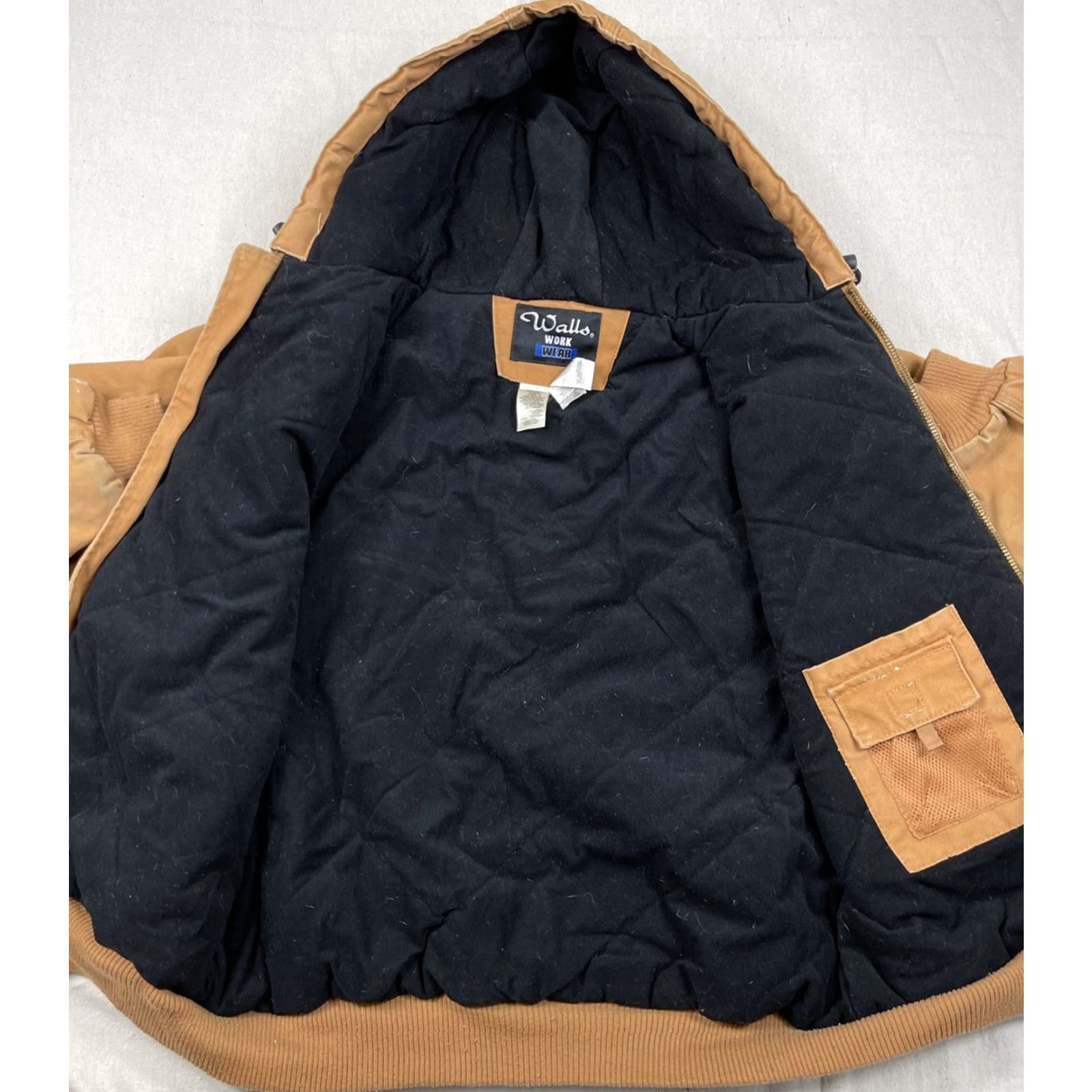 Walls VINTAGE Walls Jacket Full Zip Brown Canvas Men XL Hooded Workwear Casual Zipper Embroidered Logo Frost Pruf 80s 90s Outdoor Size US XL / EU 56 / 4 - 3 Thumbnail