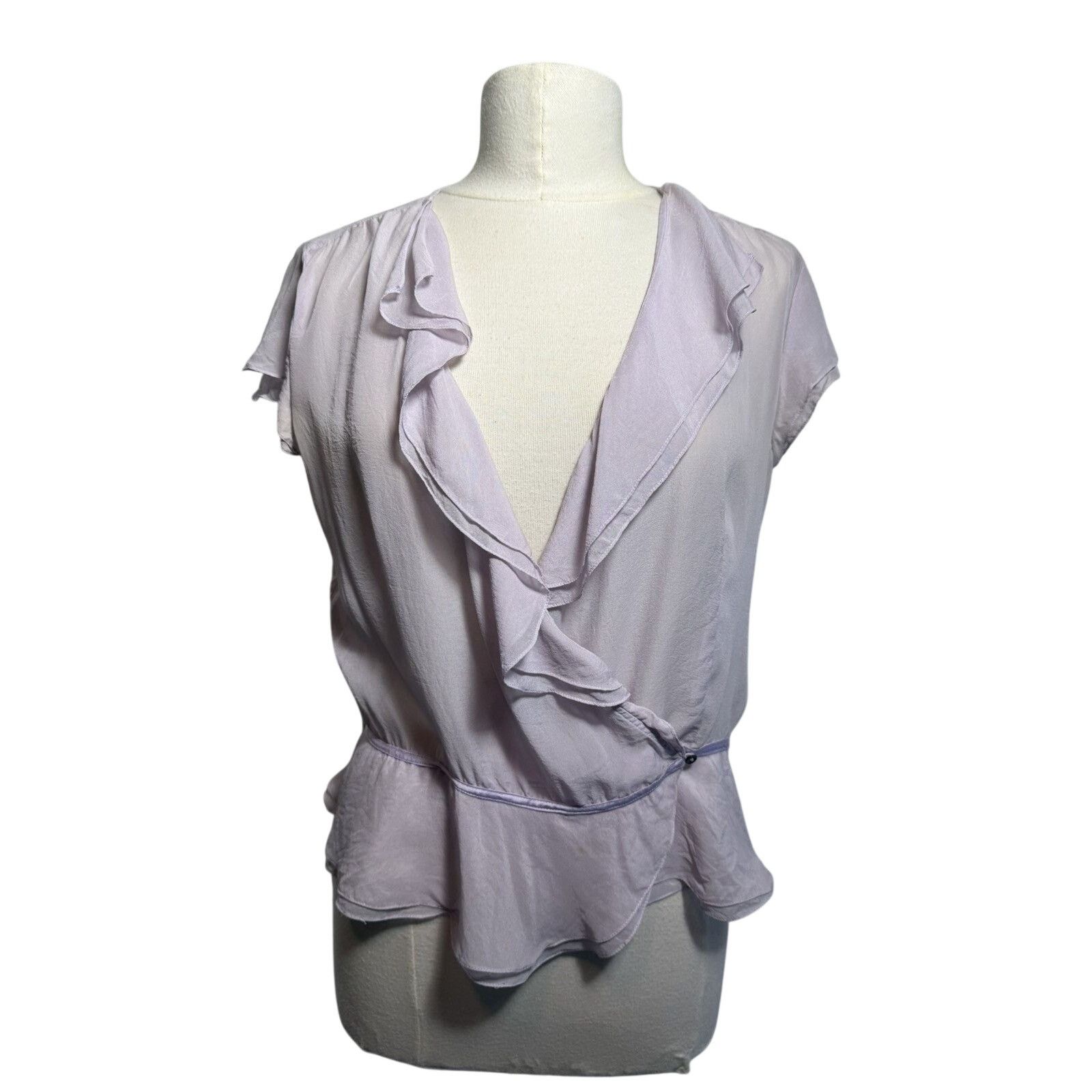 DKNY DKNY Lilac Silk Wrap Top Short sleeve Size XL / US 12-14 / IT 48-50 - 1 Thumbnail