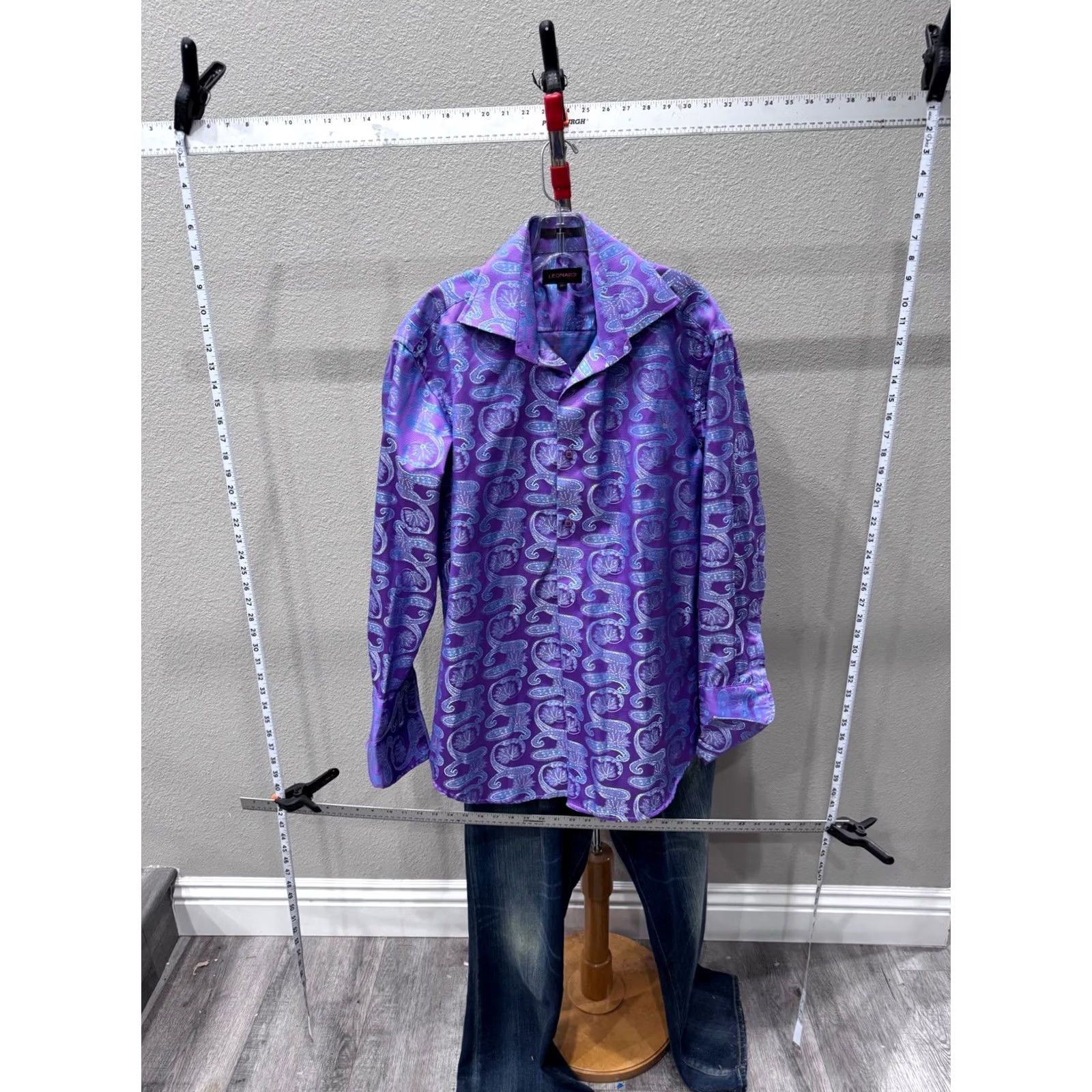 Vintage MINT Leonardi Lavender Blue Paisley LONG SLEEVE SHIRT Medium M Mens Size US M / EU 48-50 / 2 - 3 Thumbnail