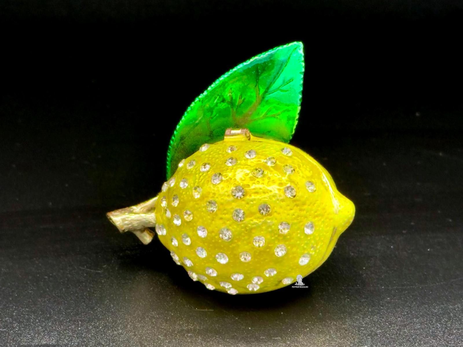 Other Sparkling Lemon Hinged Trinket Box Rhinestones Accents Size ONE SIZE - 1 Thumbnail