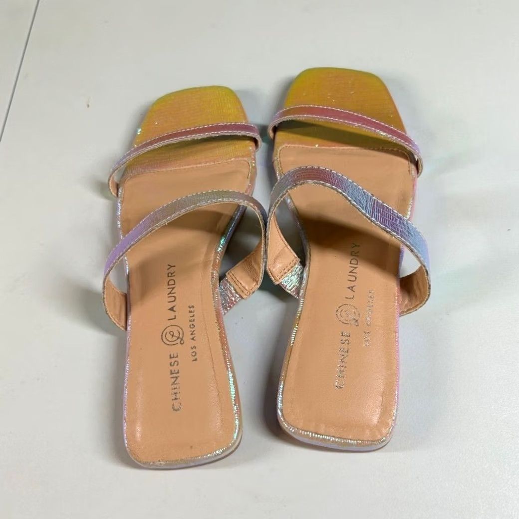 Chinese Laundry Chinese Laundry Slide Sandals Womens 6.5 Pink Iridescent Square Toe Flat Size US 7 / IT 37 - 5 Thumbnail