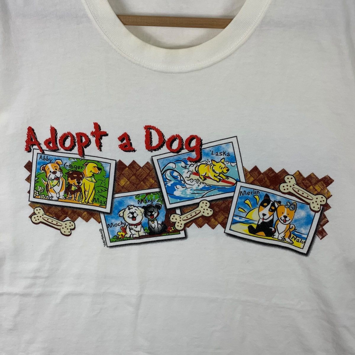 Vintage Vintage 90’ CRAZY SHIRTS HAWAII Adopt A Dog Tee Shirt Top Size M / US 6-8 / IT 42-44 - 4 Thumbnail
