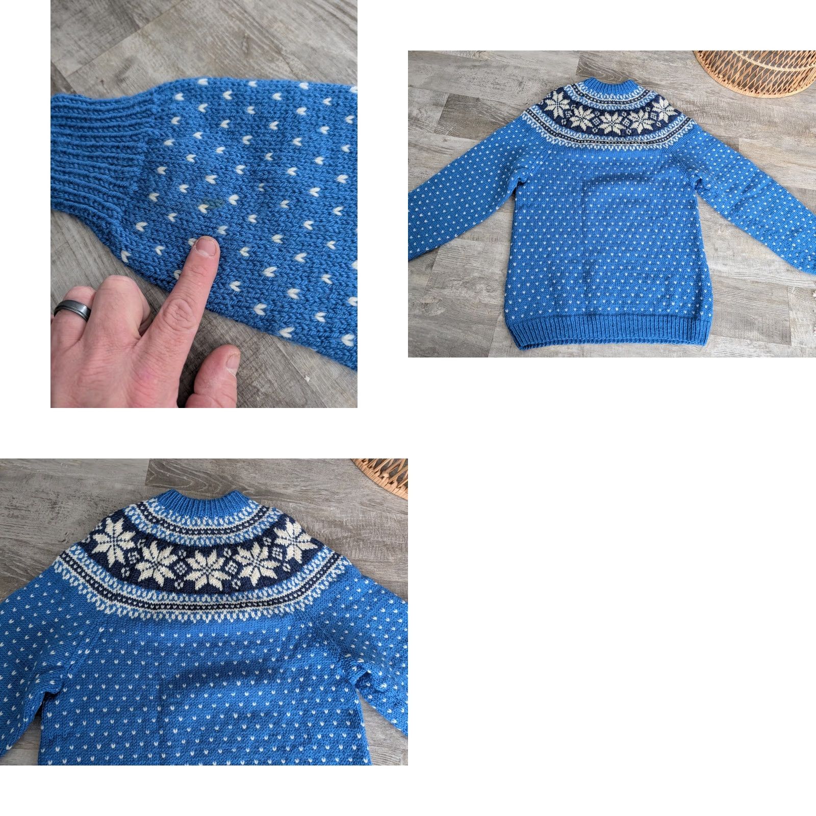 Vintage VINTAGE Hand Knit Sweater Mens Blue Holiday Christmas Grandpa Sz M Pullover Knit Size US M / EU 48-50 / 2 - 9 Thumbnail