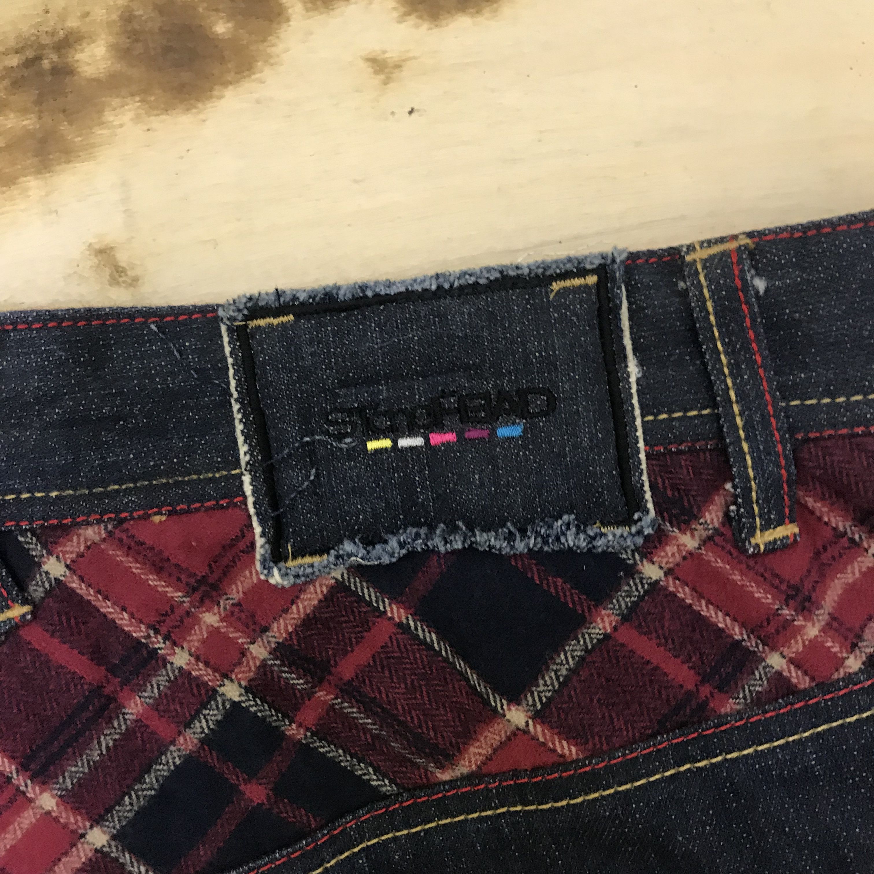 Japanese Brand X197 NEED GONE! BAGGY ZIPPER HYBRID TARTAN AND DENIM JEANS Size US 35 - 6 Thumbnail