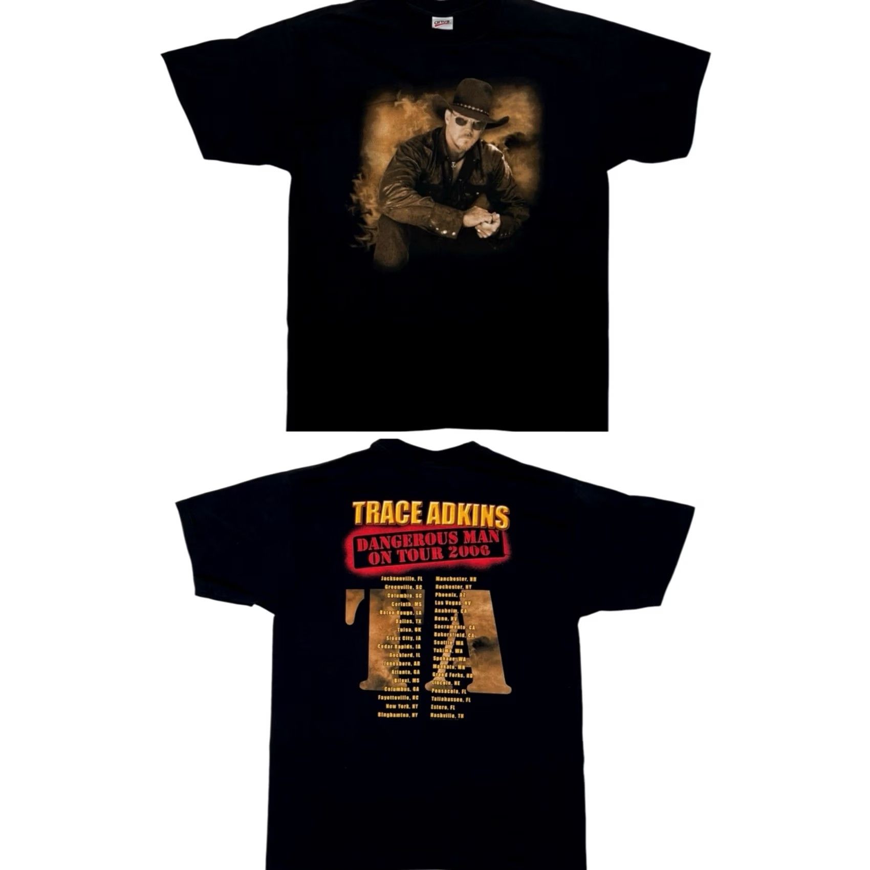 Anvil VINTAGE Trace Adkins "Dangerous Man" On Tour Concert Tour 2006 T-Shirt L Black Cotton Crew Neck Short Sleeve Men Cowboy Music Double-Sided Mens Size US L / EU 52-54 / 3 - 2 Thumbnail