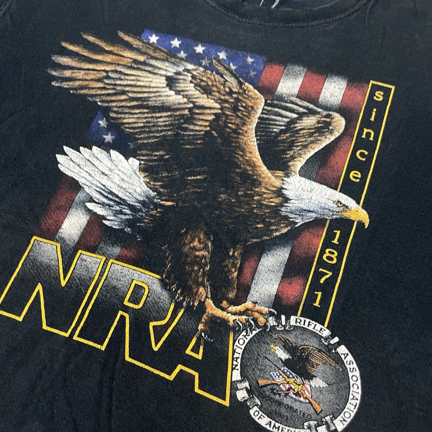 Vintage VINTAGE NRA T-Shirt Adult L Black Eagle USA Flag Distressed Graphic Tee Vtg L Mens Size US L / EU 52-54 / 3 - 4 Thumbnail