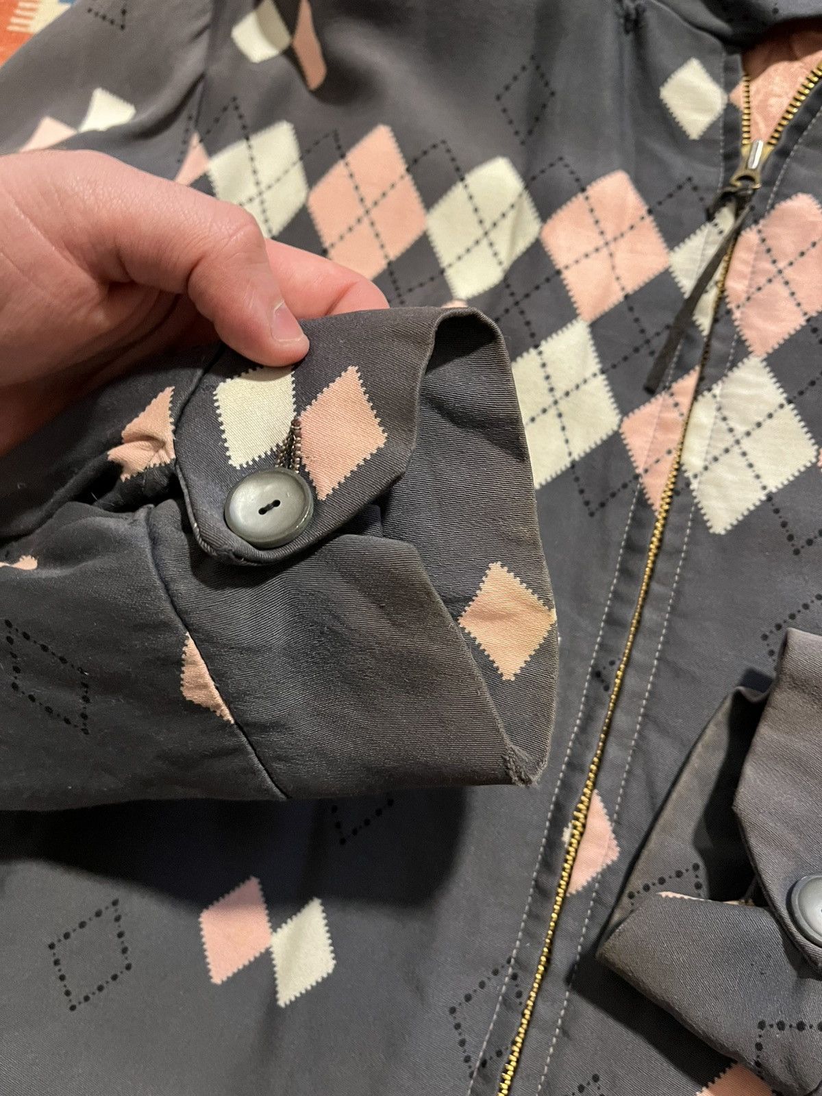 Vintage Vintage 50’s Rayon Gaberdine Atomic Argyle Ricky Jacket Sz L Size US L / EU 52-54 / 3 - 11 Thumbnail