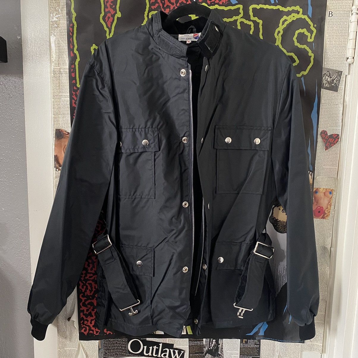 image of Lemans Japanese Military/racing Black Jacket& Belt in Black/Silver, Men's (Size Medium)