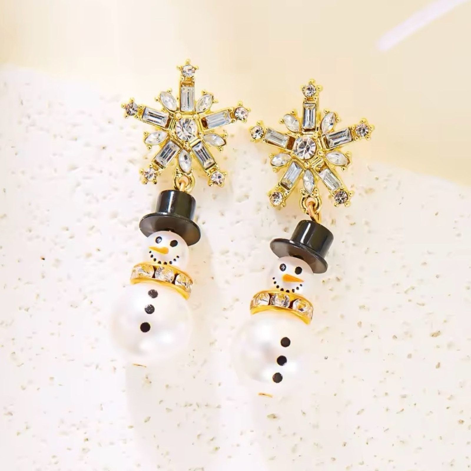 Other Christmas Snowman Snowflake Stud Earrings Crystal Dangle Size ONE SIZE - 3 Thumbnail