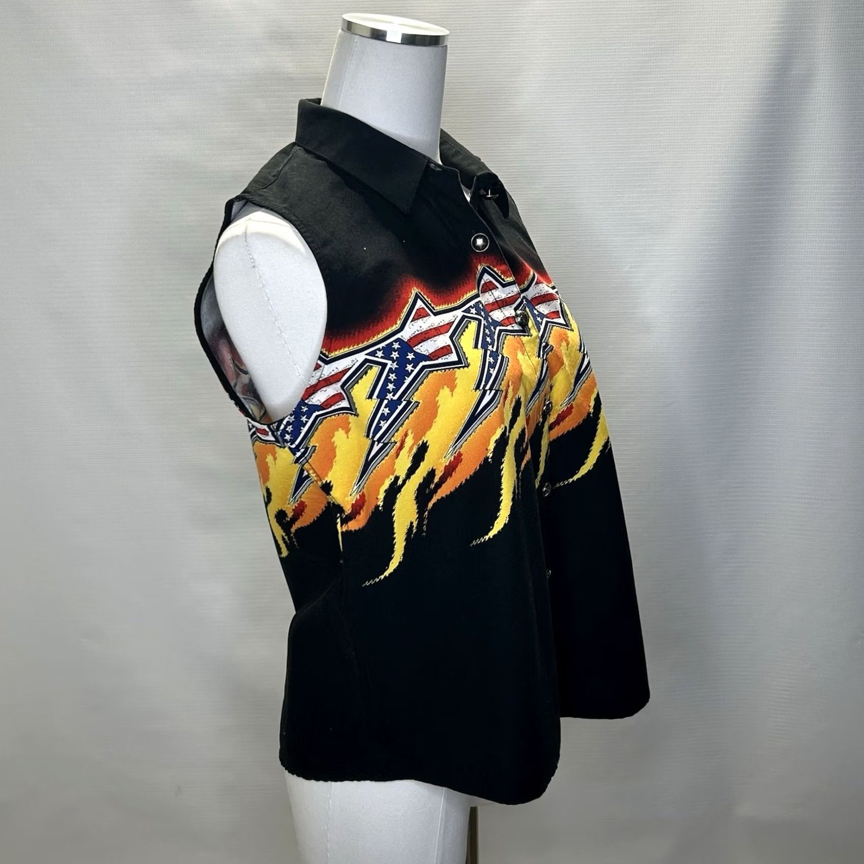 Vintage VINTAGE Panhandle Slim Vest Cowgirl Black USA Star Flames Sleeveless Medium Womens Size M / US 6-8 / IT 42-44 - 2 Thumbnail