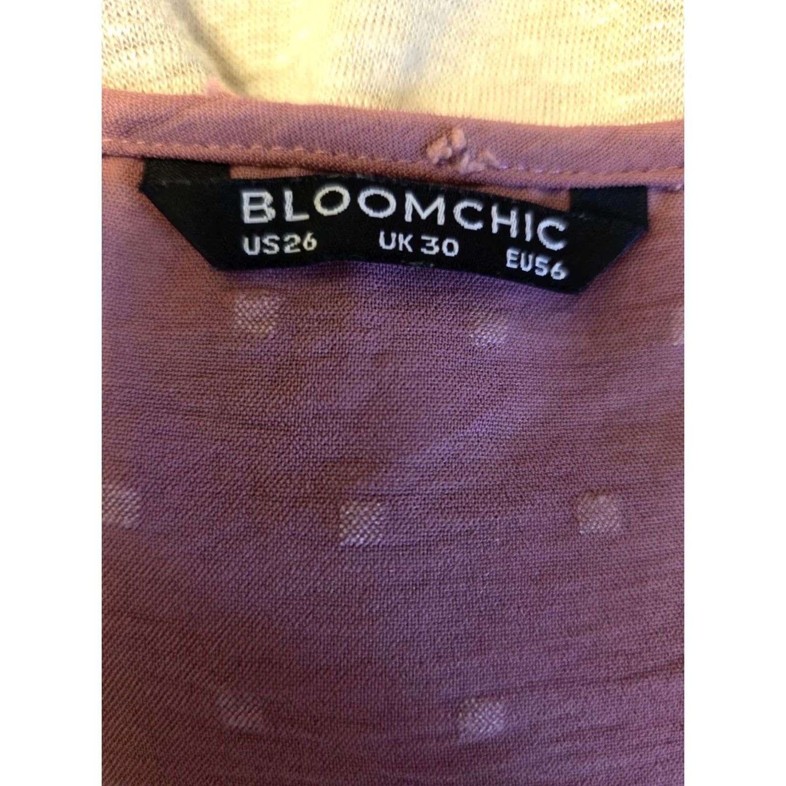 Vintage Bloomchic Mauve Pink Swiss Dot Ruffle Flutter Sleeve Top 26 Plus Women Size 4XL / US 24-26 - 6 Thumbnail