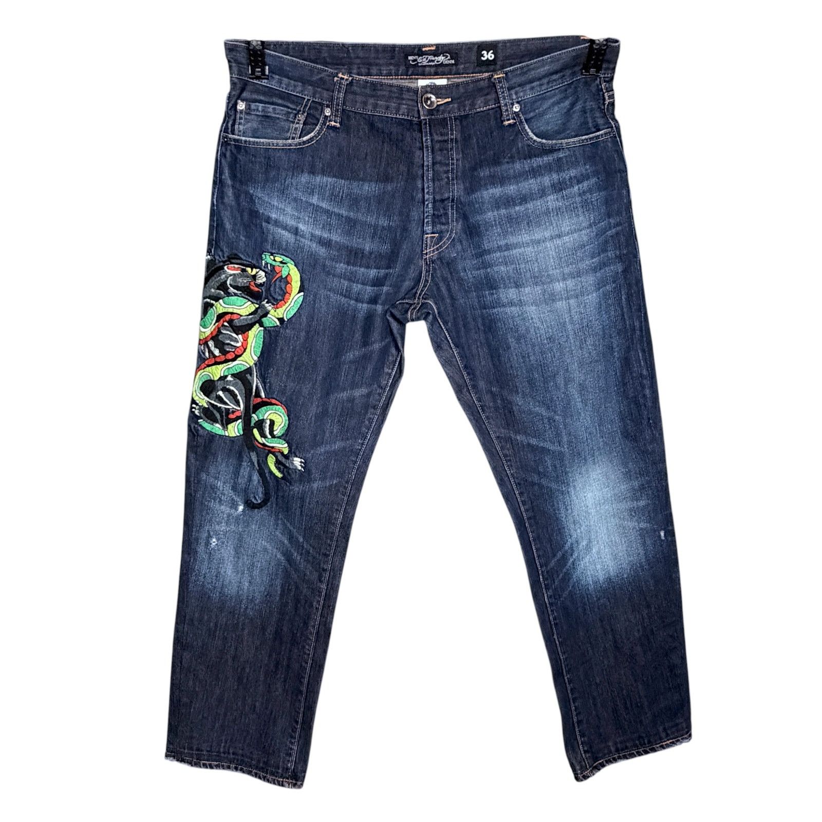 Ed Hardy Vintage Y2K Ed Hardy Men's 36x34 Embroidered Snakes Jeans Size US 36 / EU 52 - 1 Thumbnail
