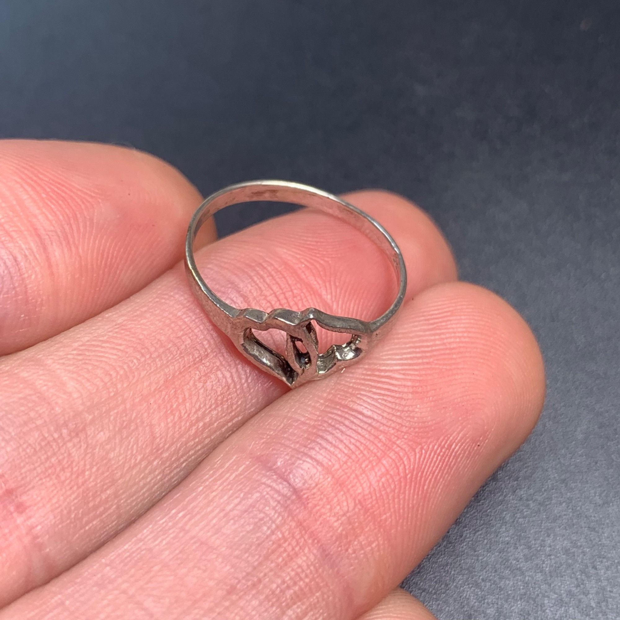 Vintage VTG Sterling Silver 925 Double Interlocking Heart Ring 7mm W Size ONE SIZE - 5 Thumbnail