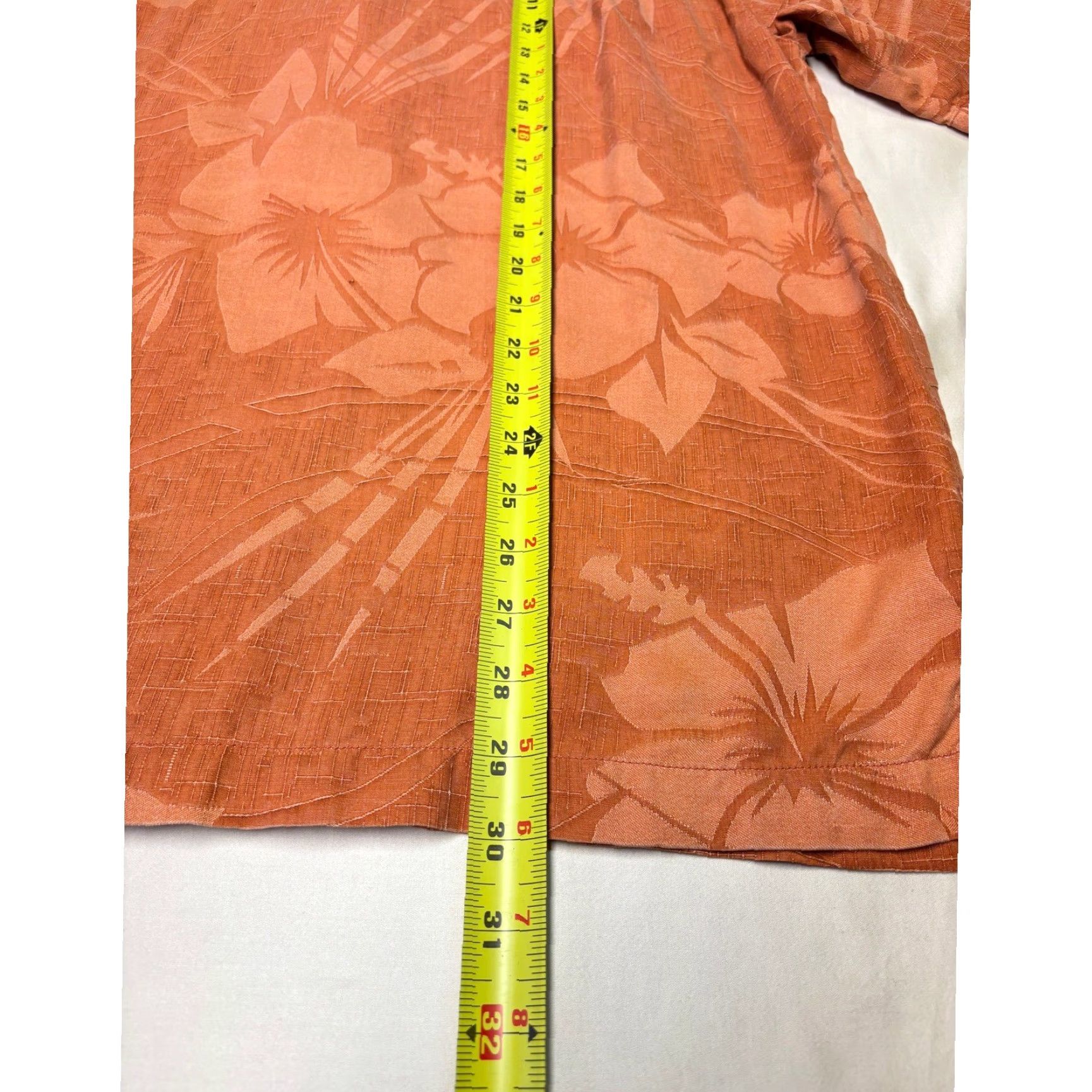 Tommy Bahama Tommy Bahama Mens Silk Camp Shirt Orange Tropical Hibiscus Floral Jacquard M Size US M / EU 48-50 / 2 - 5 Thumbnail