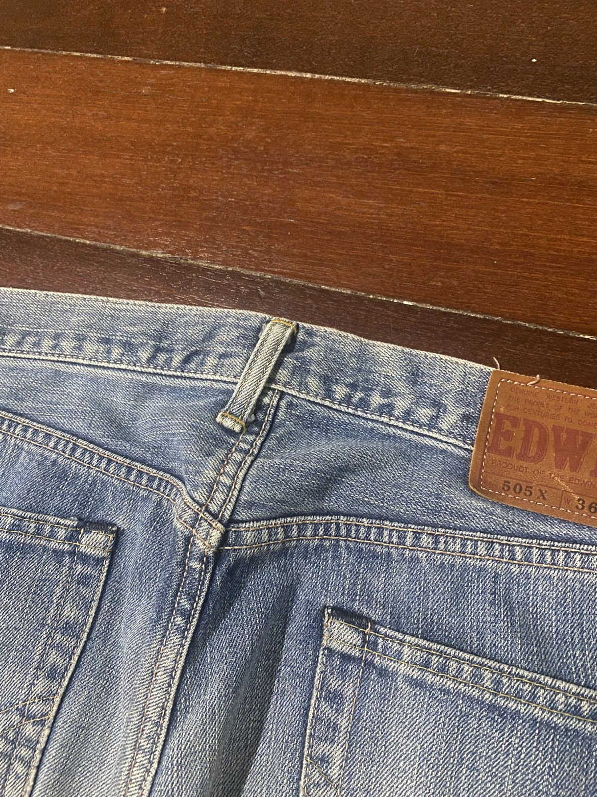 Edwin Vintage 90s Edwin 505 X mud wash distressed selvedge jeans Size US 37 - 16 Thumbnail