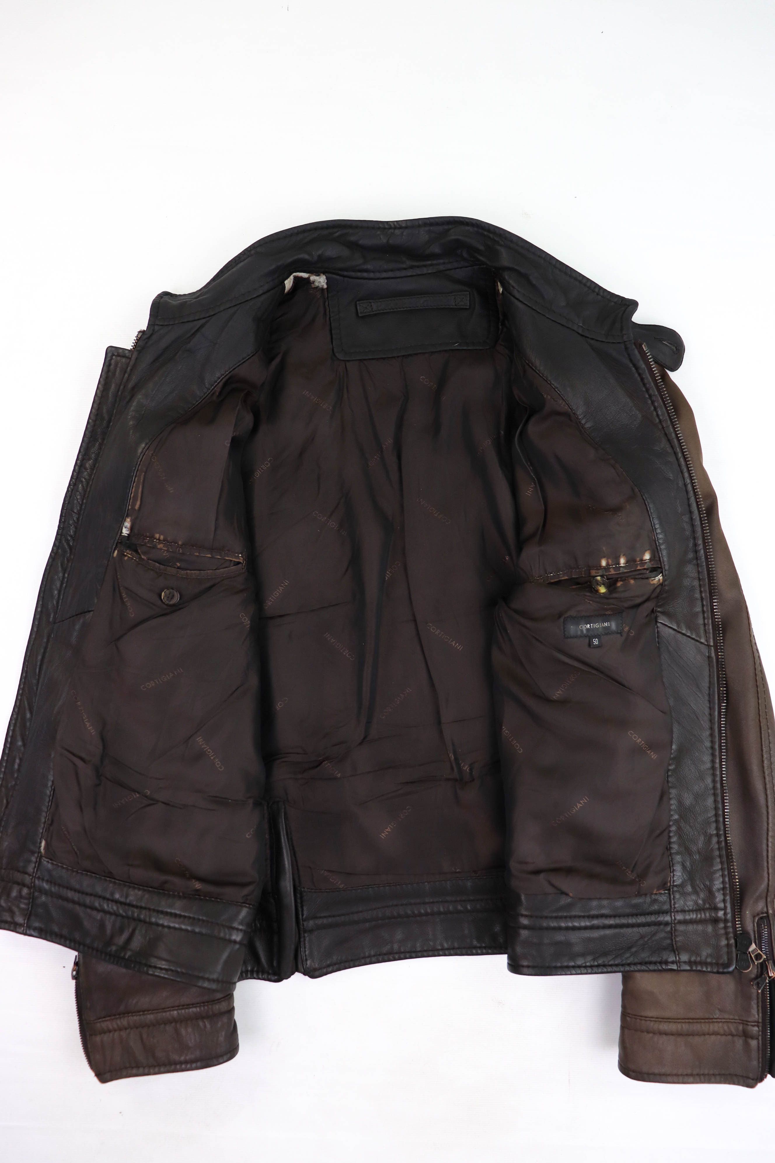 Cortigiani CORTIGIANI Faded Dark Brown RiRi Zippers Leather Jacket Size US M / EU 48-50 / 2 - 22 Thumbnail