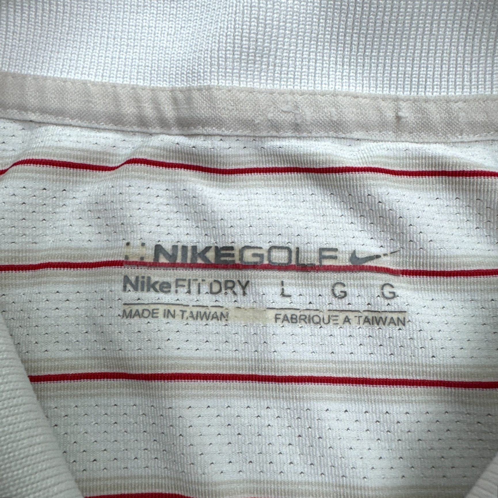 Nike Nike Golf Dri-Fit Performance Polo Shirt Men Large White Striped Polo Nike Golf Size US L / EU 52-54 / 3 - 7 Thumbnail