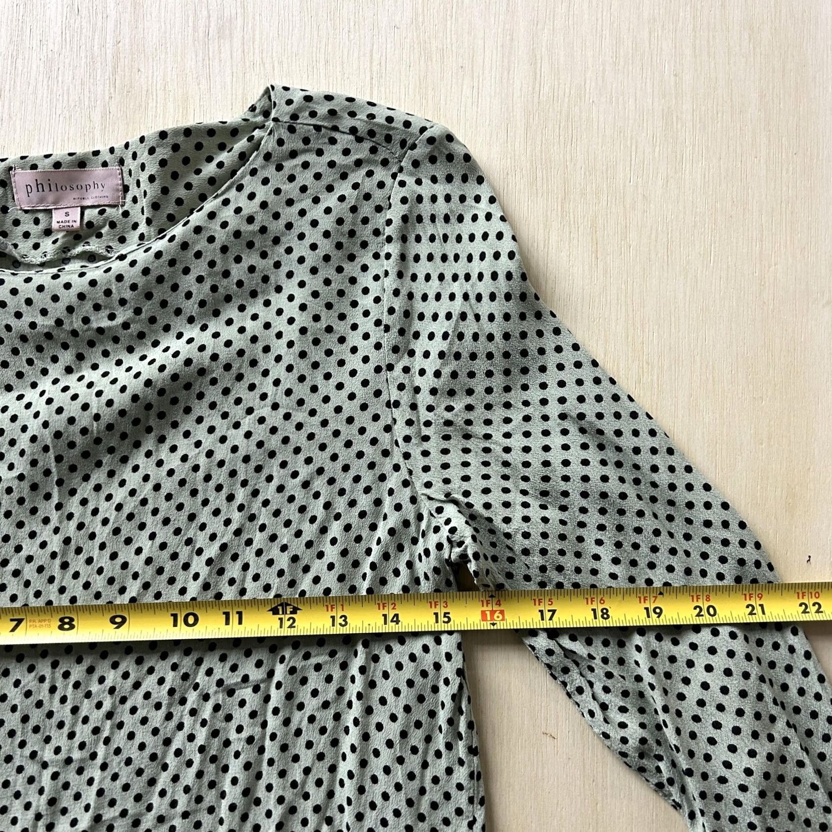 Vintage Philosophy Republic Clothing Shirt Womens Small Green Polka Dot Tunic Top Size S / US 4 / IT 40 - 3 Thumbnail