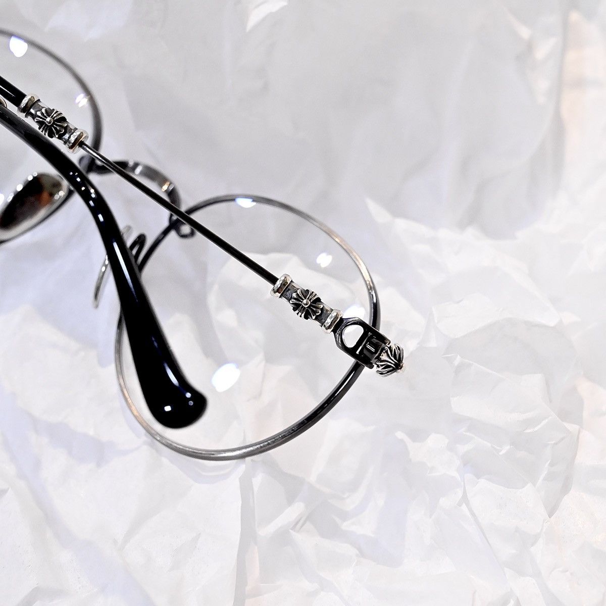 Chrome Hearts CHROME HEARTS BUBBA-A ANTIQUE SILVER- BLACK PLASTIC GLASSES Size ONE SIZE - 3 Thumbnail
