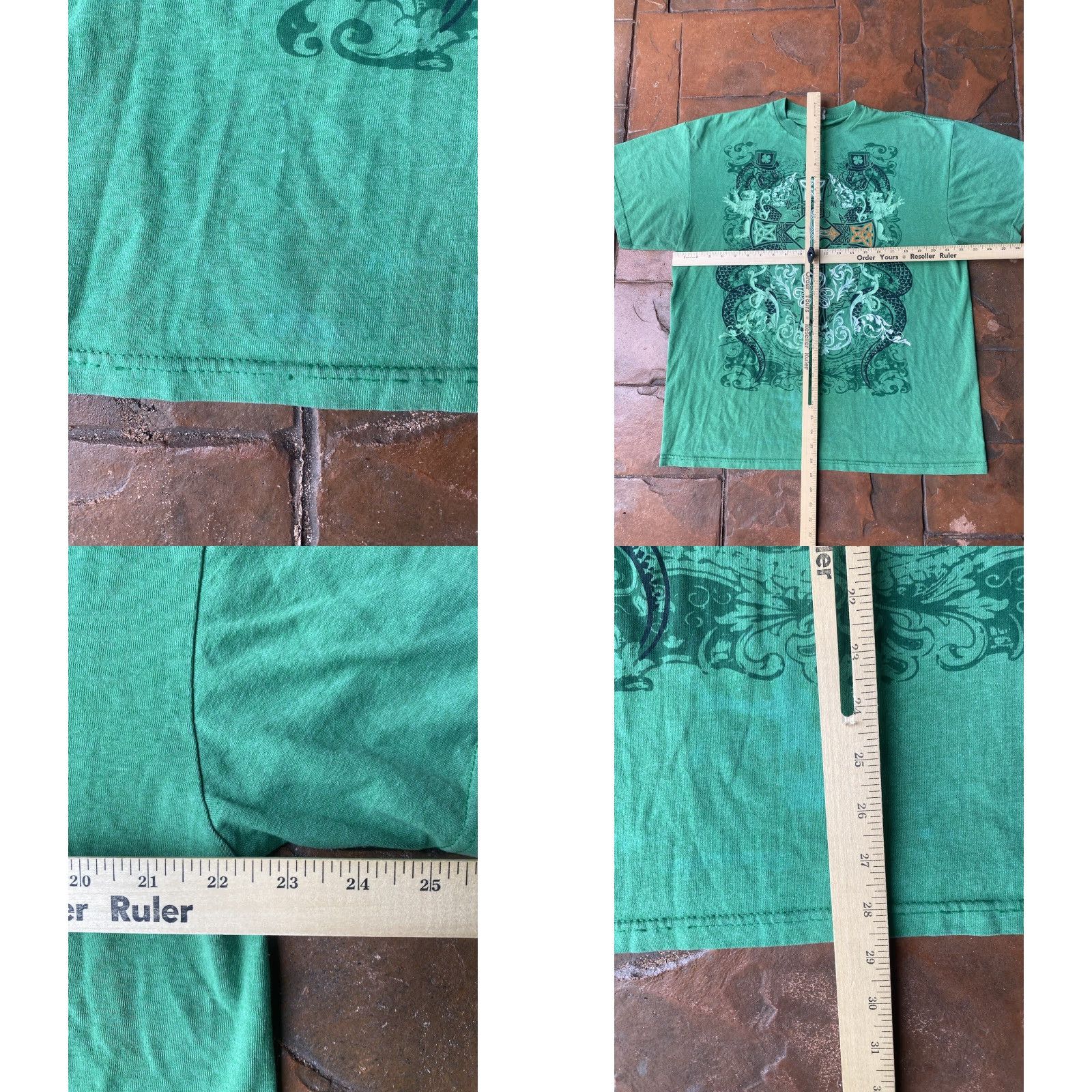 Delta VINTAGE Y2K Affliction Style Cross T-Shirt XL Grunge Emo Skater Delta Men Green Skull Crew Neck Short Sleeve Cotton Brand Delta Regular Size US XL / EU 56 / 4 - 8 Thumbnail