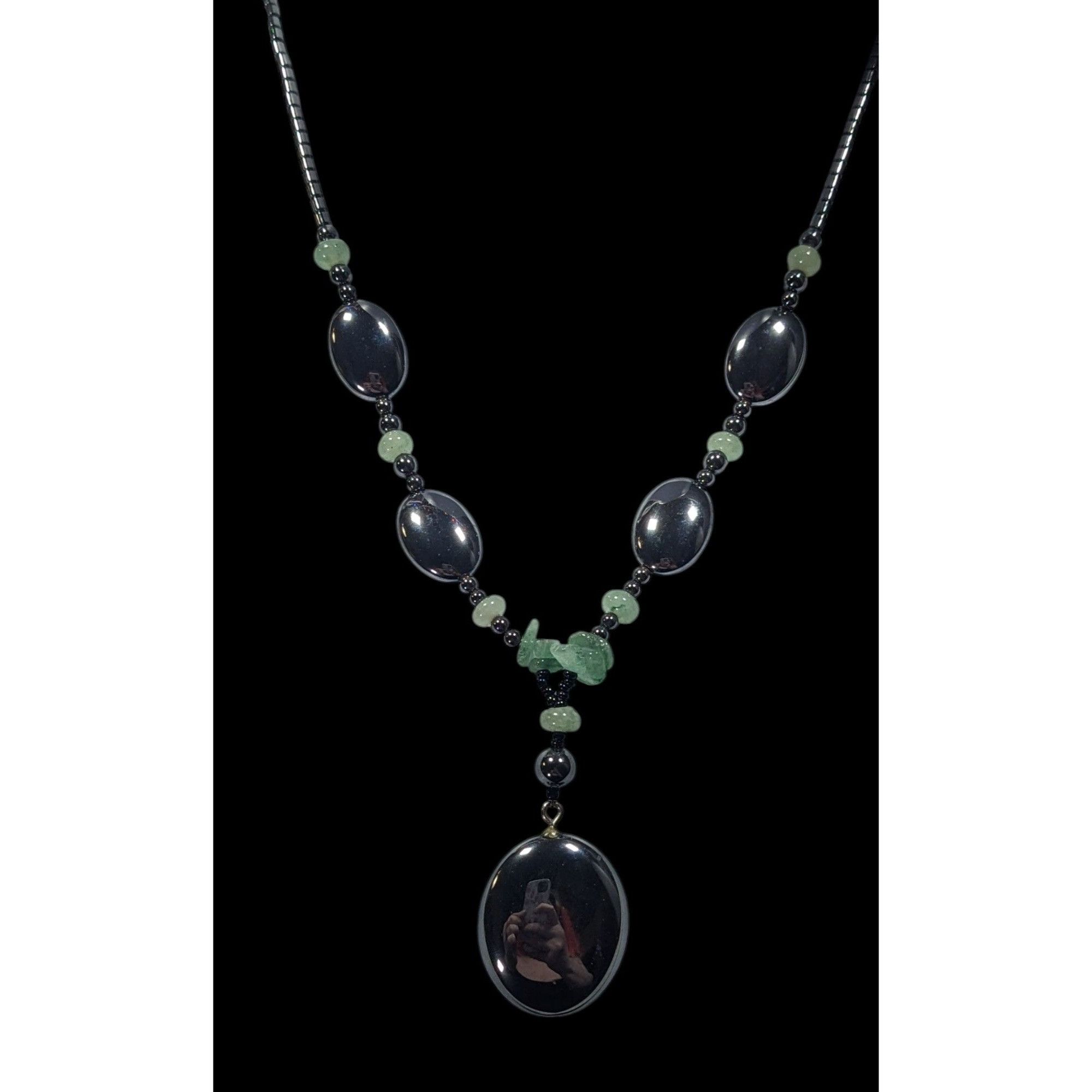 Other Handmade Hematite And Green Amethyst Beaded Drop Necklace Size ONE SIZE - 2 Thumbnail