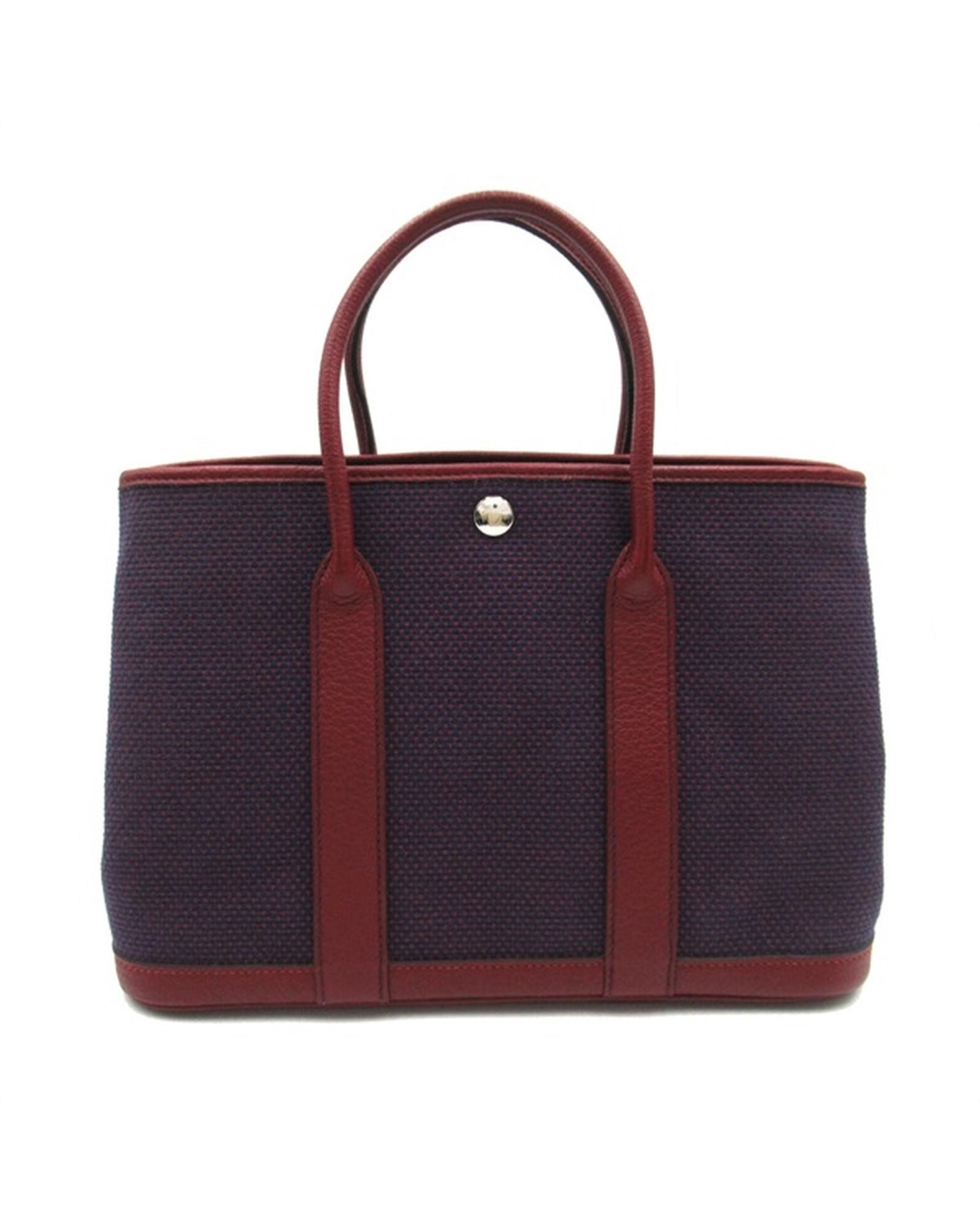 image of Hermes Red Toile Garden Party Tpm Bag In Excellent Condition, Women's