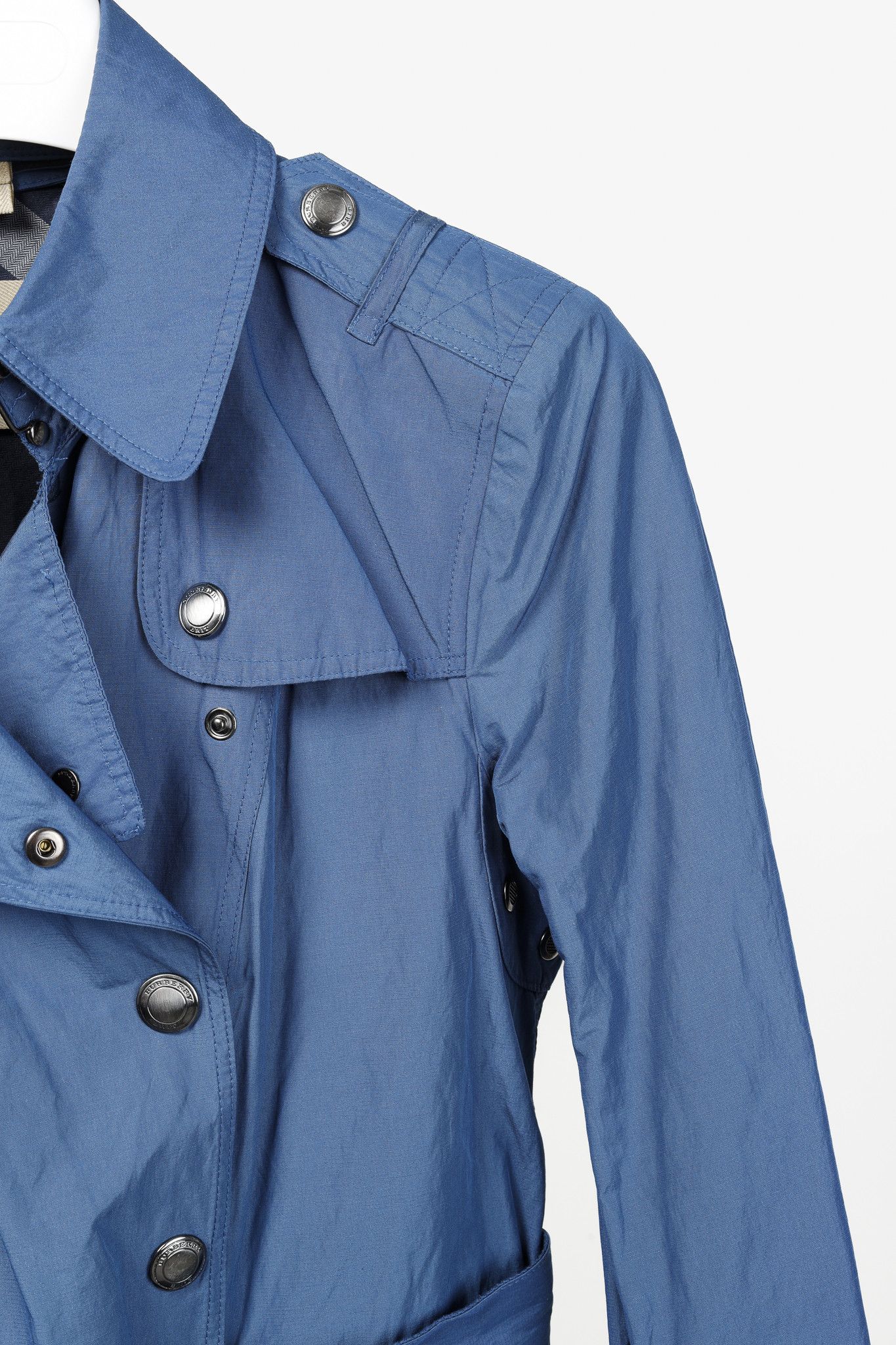 Burberry Burberry Brit Blue Double-Breasted Belted Short Rain Coat Size S / US 4 / IT 40 - 6 Thumbnail