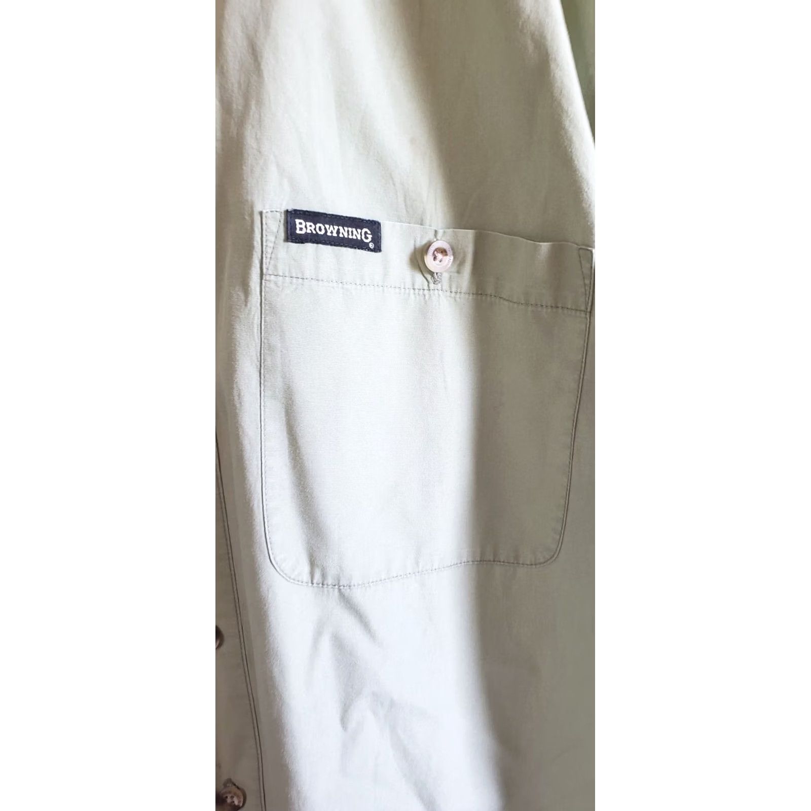 Vintage BROWNING ARMS Shirt Button-Up Short Sleeve Men's L Light Green Olive EUC Casual Shirt Size US L / EU 52-54 / 3 - 5 Thumbnail