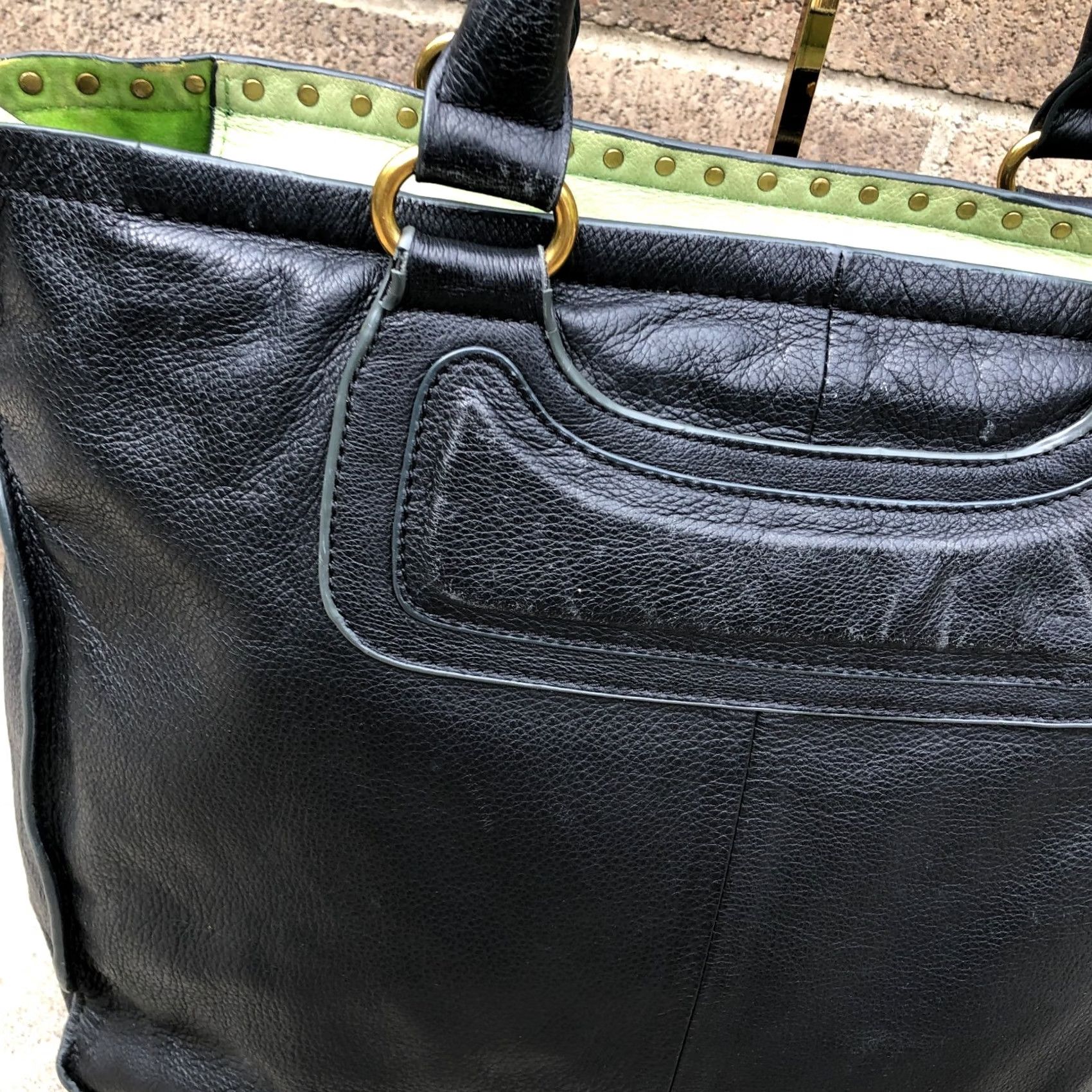 Vintage LIEBESKIND BERLIN Rena Stud Bowler Purse Satchel Black Leather Shoulder Bag Women Designer Bag Size ONE SIZE - 5 Thumbnail