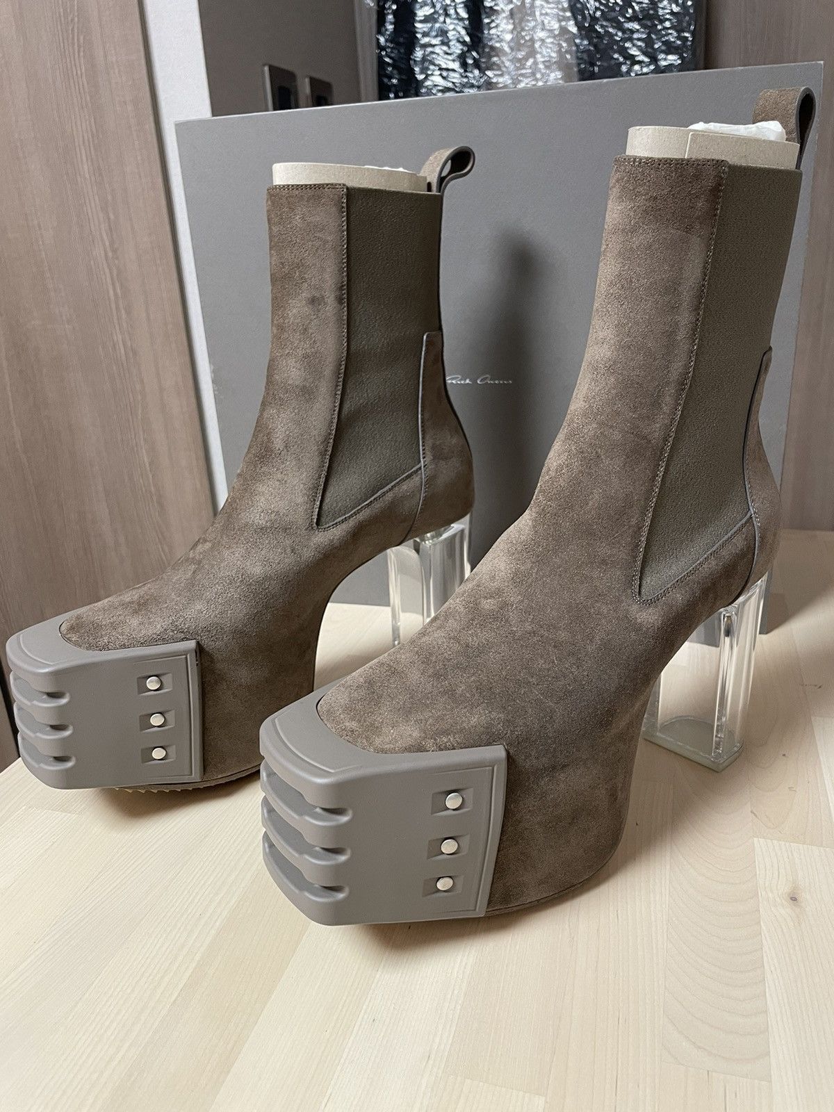 image of Rick Owens Fw22 Grilled Platforms Kiss Boots 42 in Grey, Men's (Size 9)