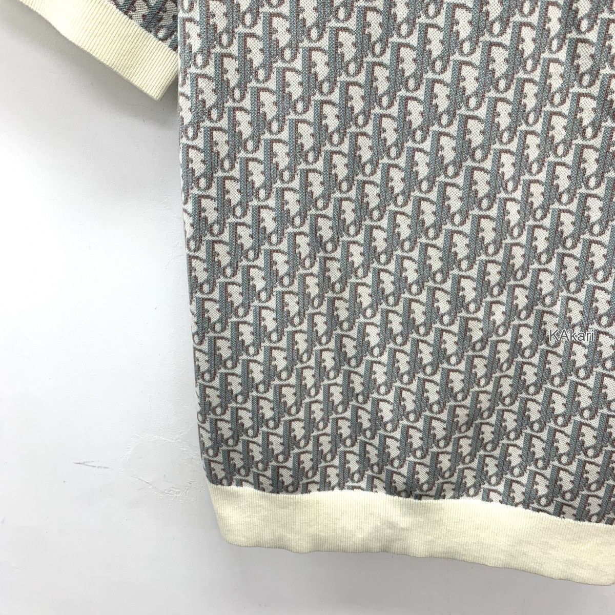 Dior Gray Patterned Short Sleeve Polo Top XS Size US XS / EU 42 / 0 - 4 Thumbnail