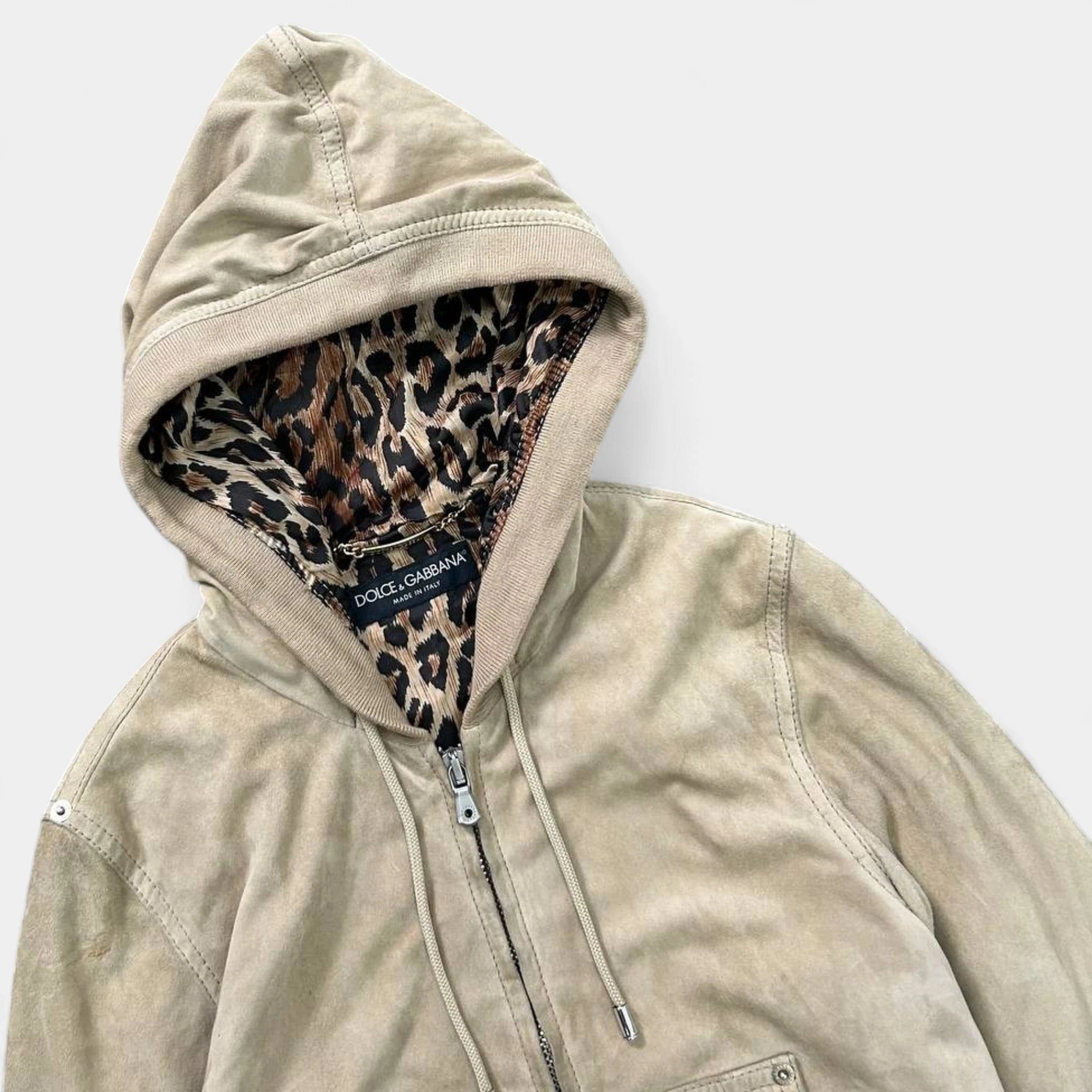 Dolce & Gabbana Dolce & Gabbana 2000s Cropped Camel Beige Suede Zip Hoodie Size XS / US 0-2 / IT 36-38 - 3 Thumbnail