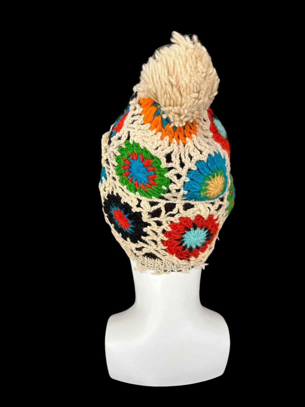 Japanese Brand × Kapital × Vintage Rare Hippies Style Crochet knitted Distressed Beanie Hat ☠️🌈☠️ Size ONE SIZE - 7 Thumbnail