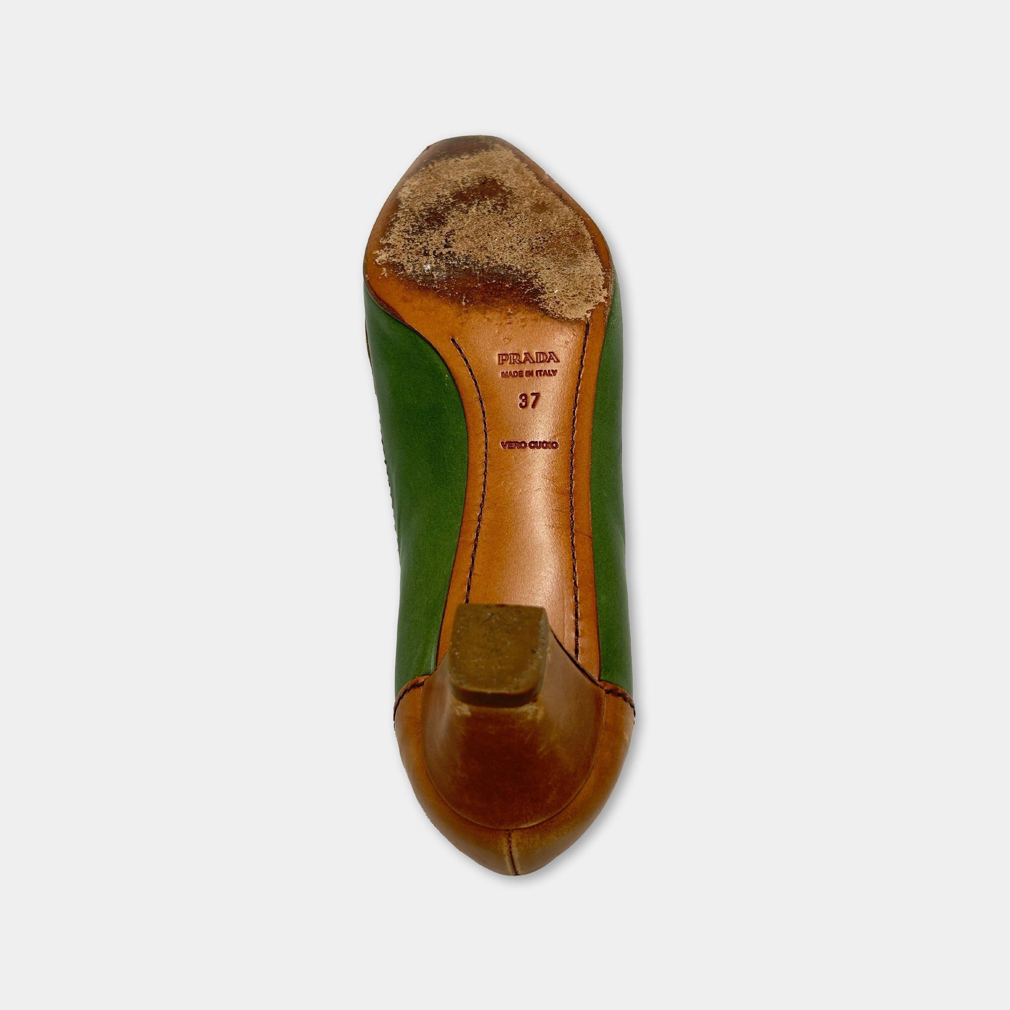 Prada Prada Green Leather Heels Size US 7 / IT 37 - 5 Thumbnail