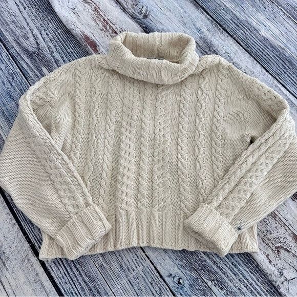 Saks Fifth Avenue Vintage Saks Fifth Avenue Cable Knit 100% Cotton Cream Turtl Size XL / US 12-14 / IT 48-50 - 2 Thumbnail
