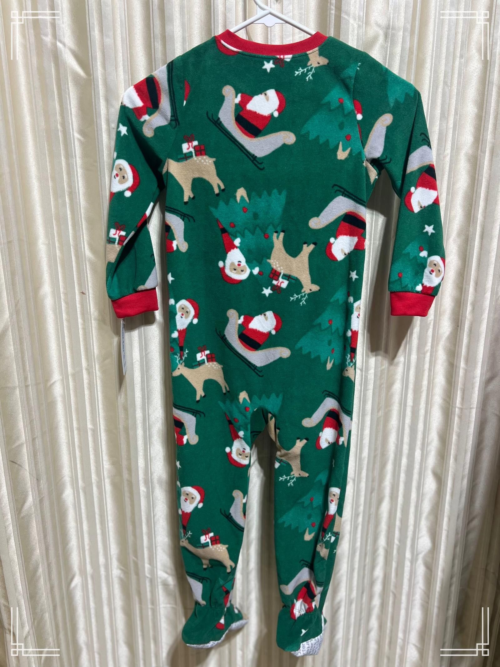 Designer Carter’s 5T Christmas Footed Pajamas – Santa & Reindeer Pri Size ONE SIZE - 1 Thumbnail