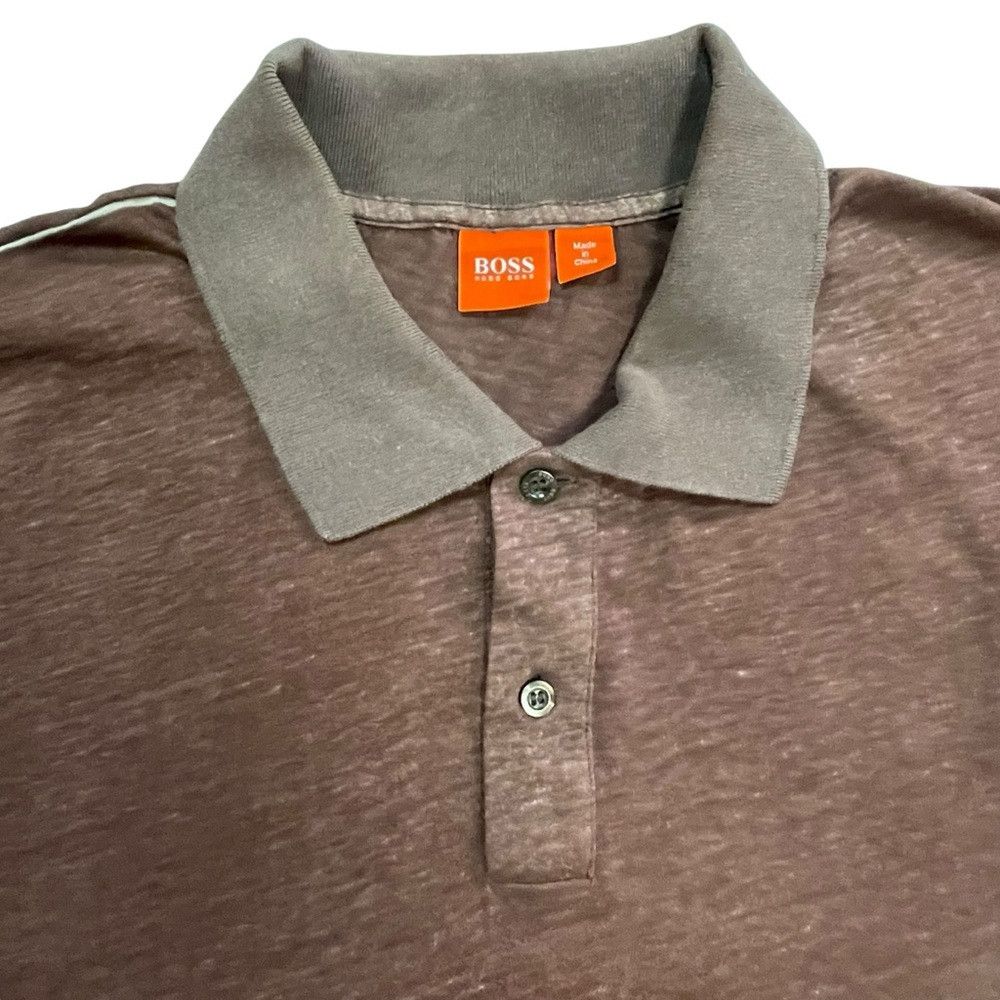Hugo Boss Hugo Boss Polo Shirt Short Sleeve Brown Shirt Size L Size US L / EU 52-54 / 3 - 3 Thumbnail