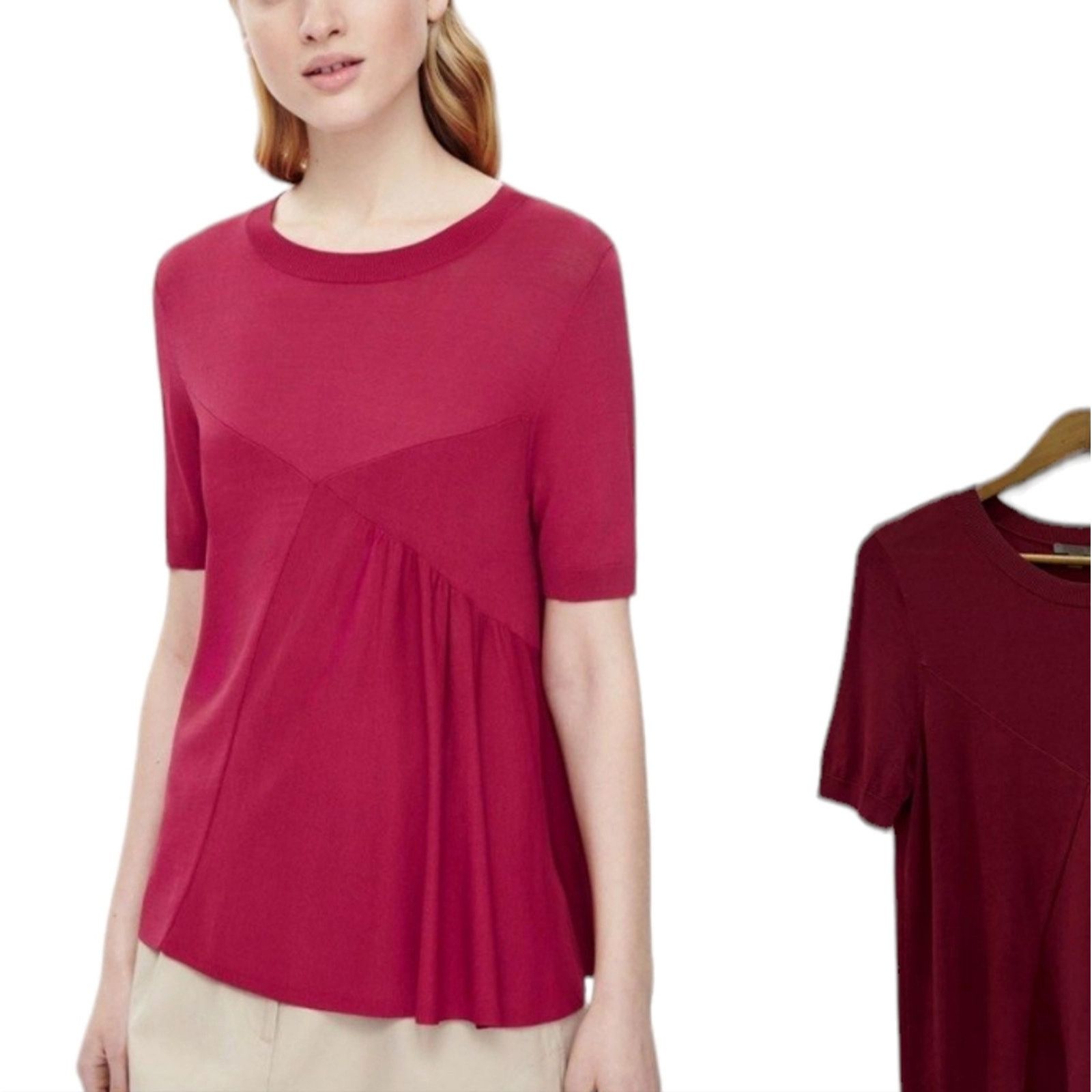 Cos COS Asymmetrical Knit Viscose Berry Top Medium Size M / US 6-8 / IT 42-44 - 1 Thumbnail